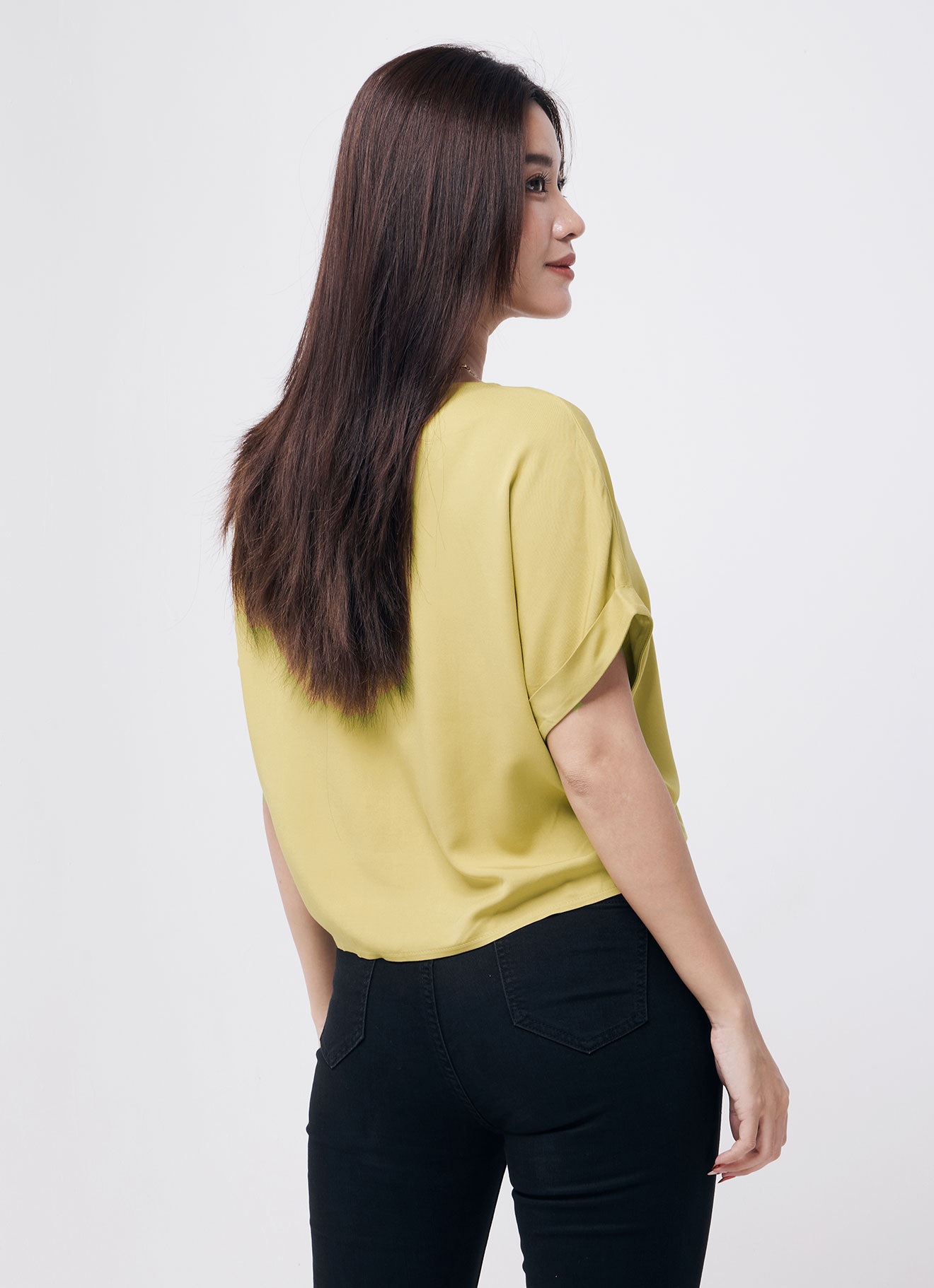 Oil-Yellow by V-Neck Top