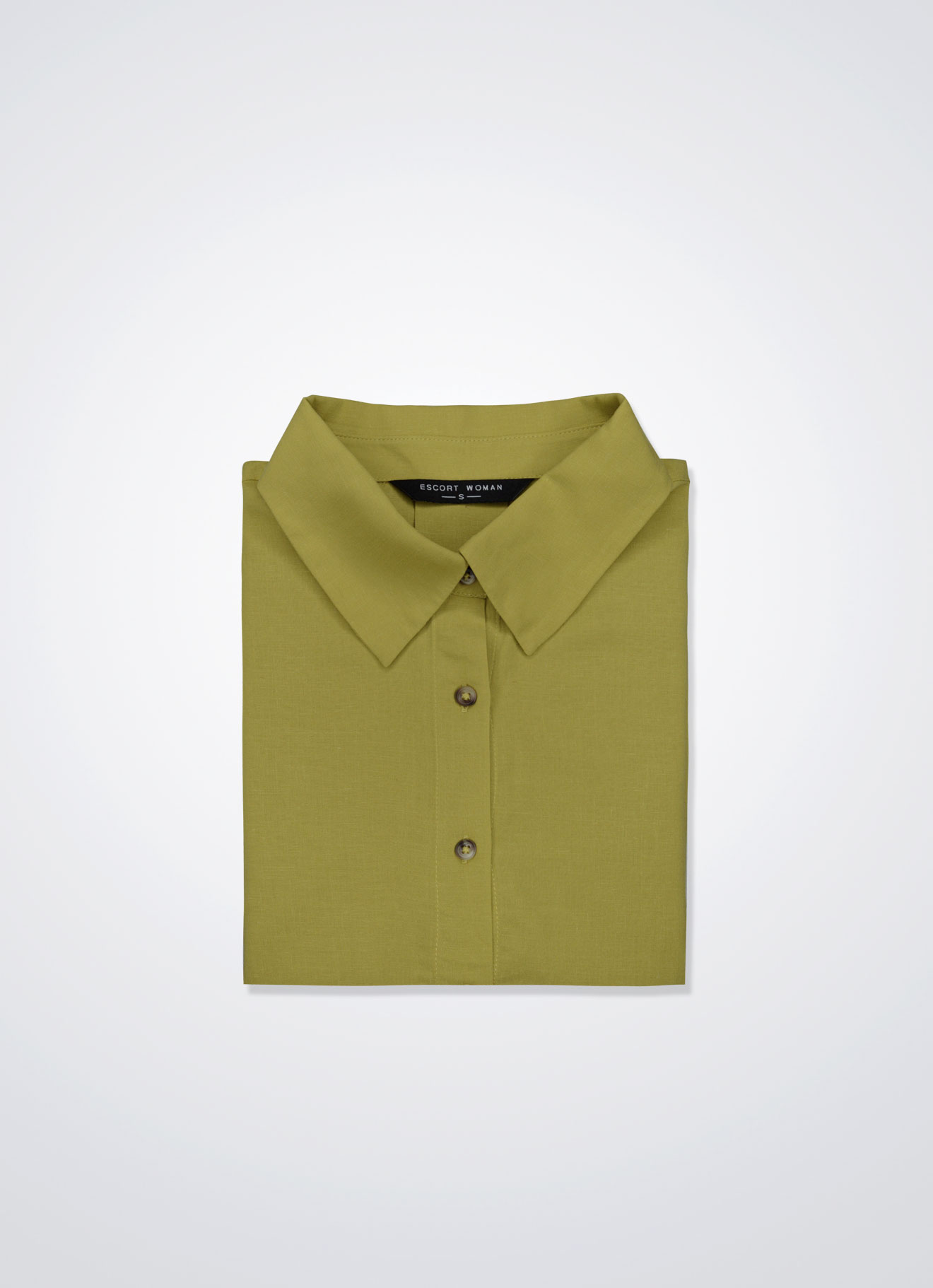 Olivenite by Shirt Collar Blouse