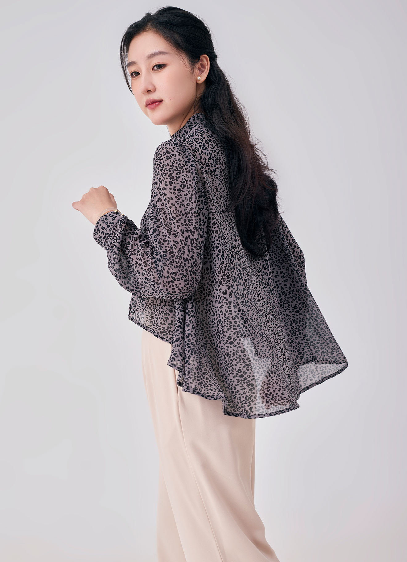 Opal-Gray by Long Sleeve Blouse