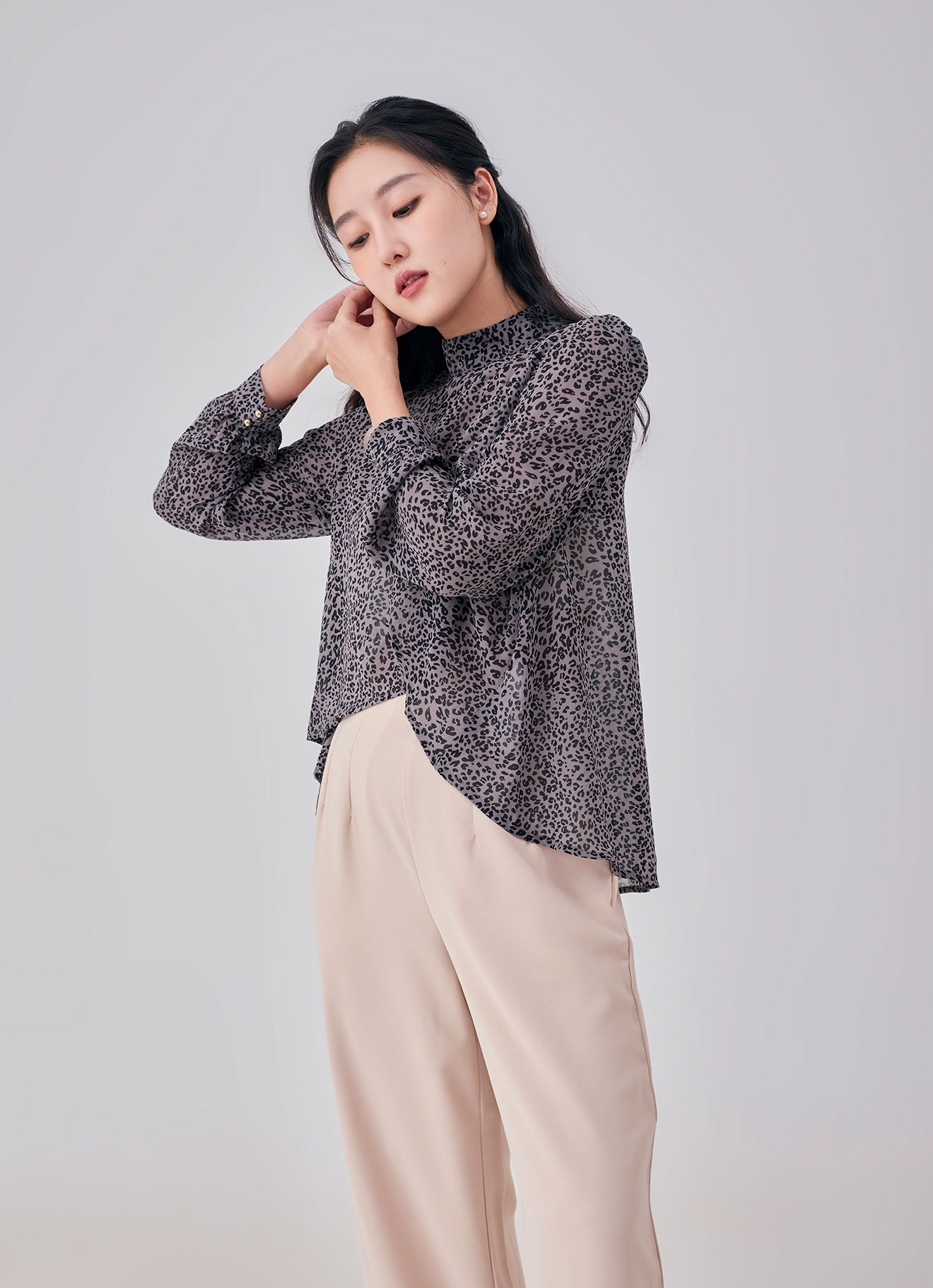 Opal-Gray by Long Sleeve Blouse