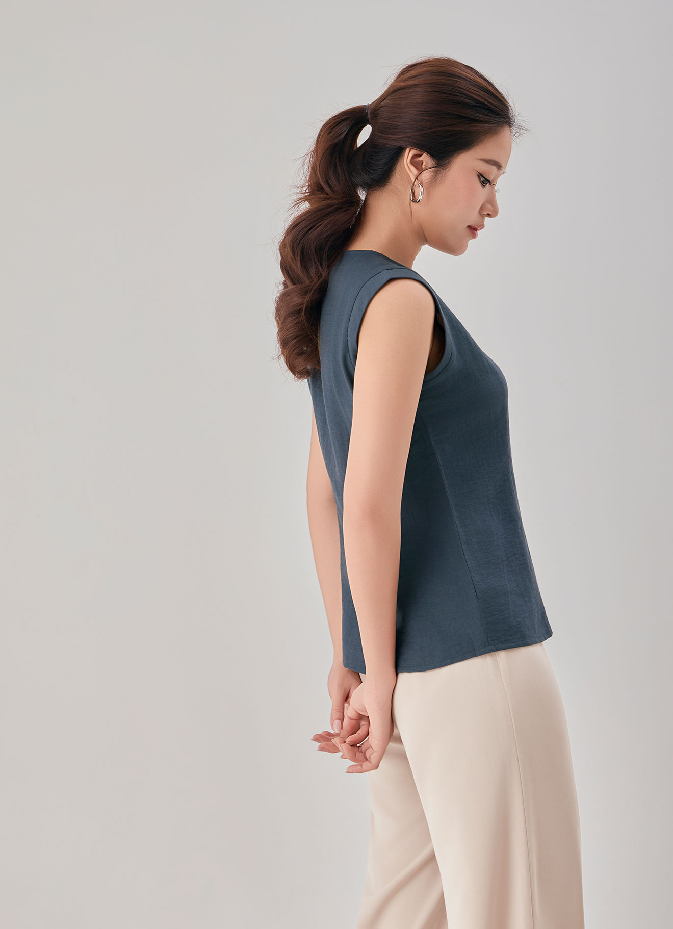 Orion-Blue by Sleeveless Blouse