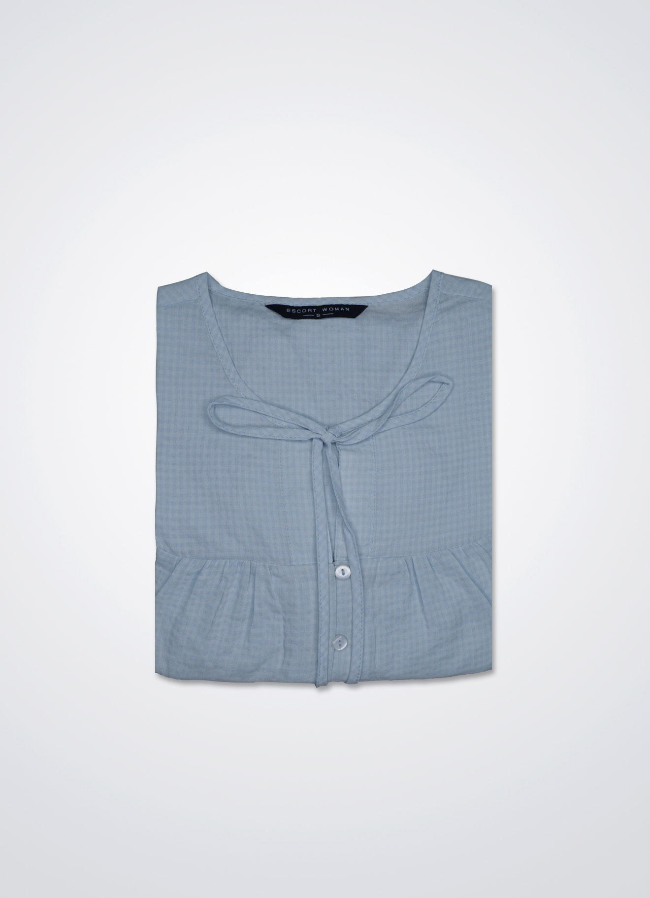 Pale-Blue by Tie Neck Top