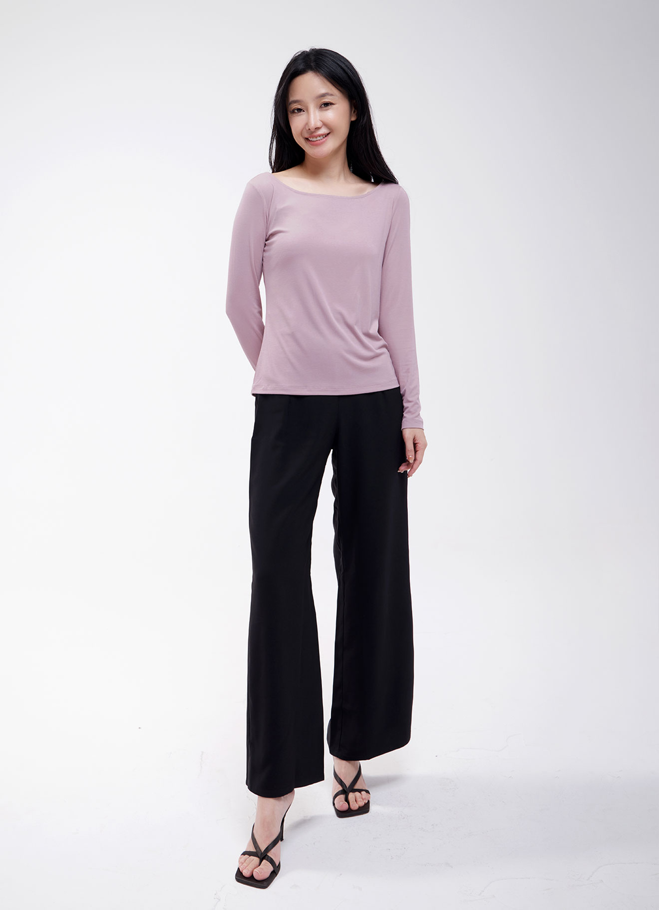 Pale-Mauve  by Round Neck Top