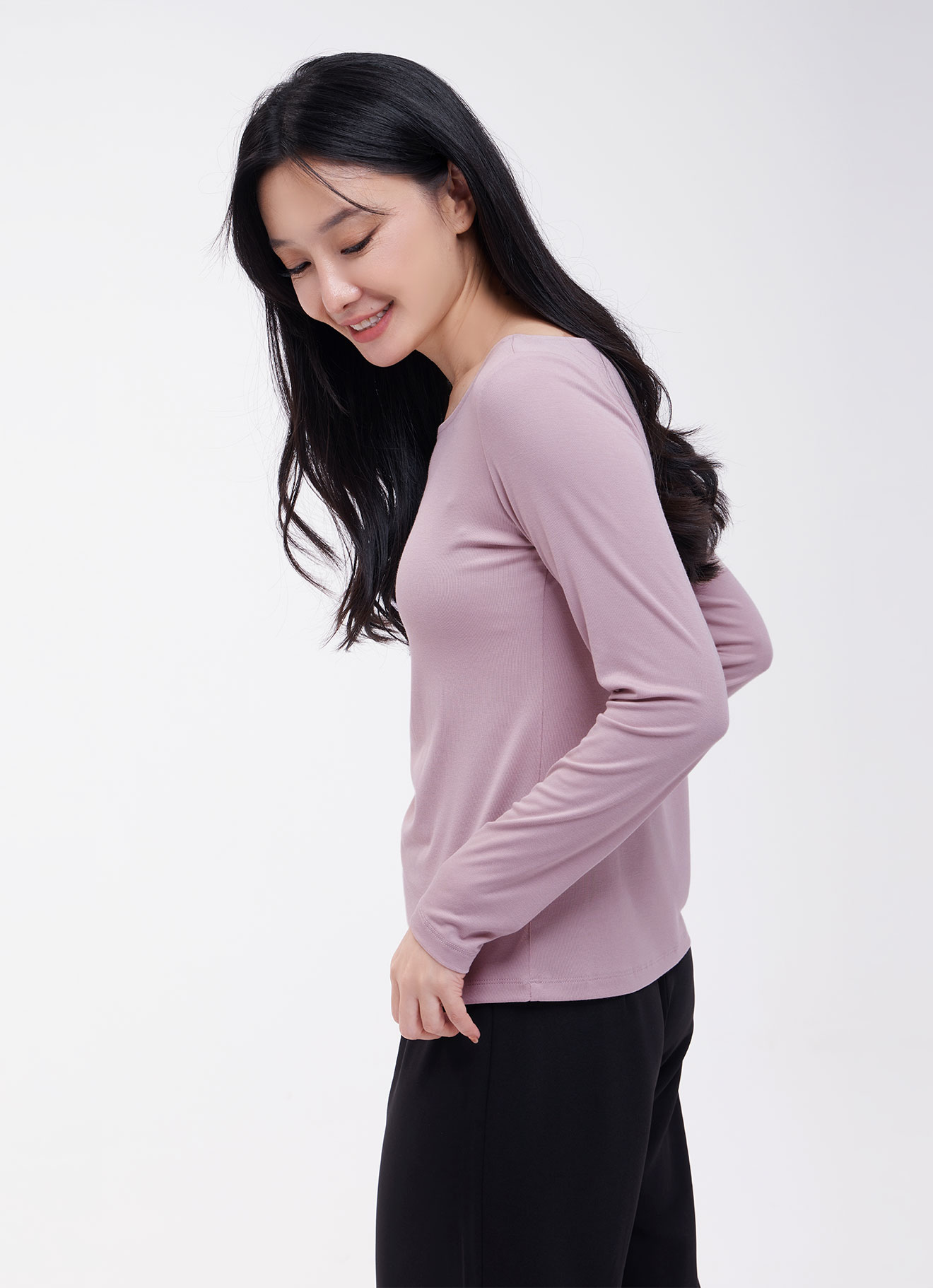 Pale-Mauve  by Round Neck Top