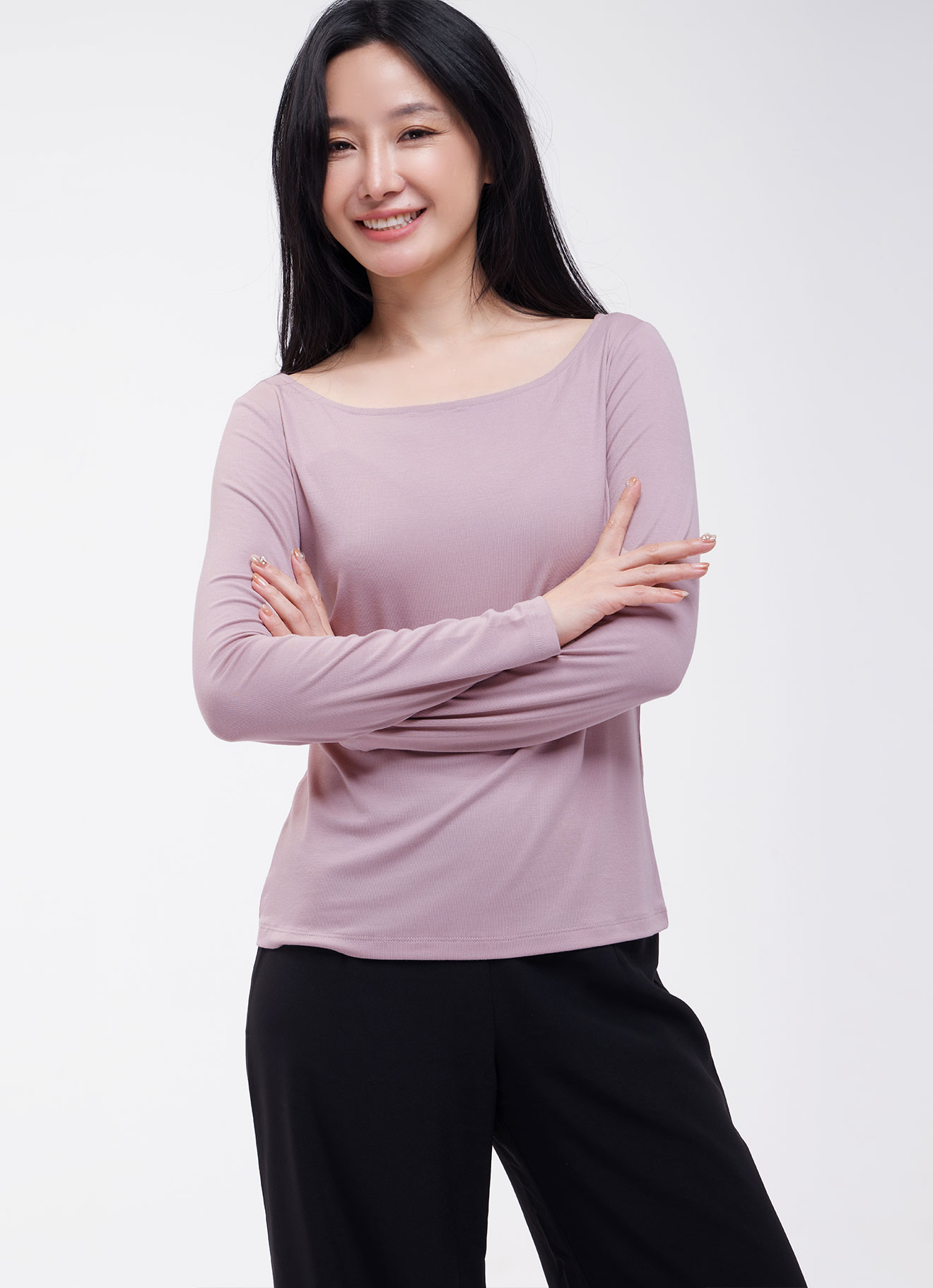 Pale-Mauve  by Round Neck Top