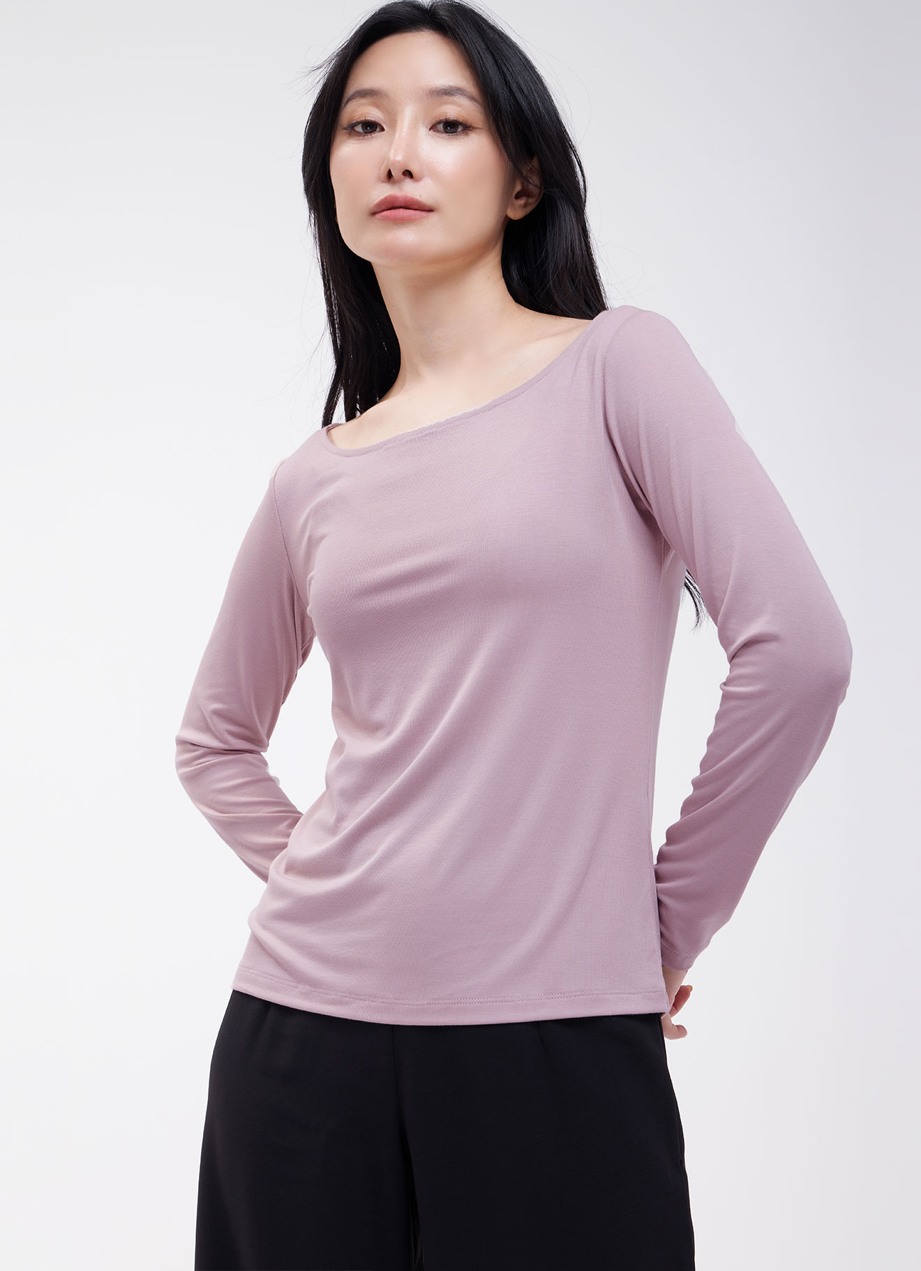 Pale-Mauve  by Round Neck Top