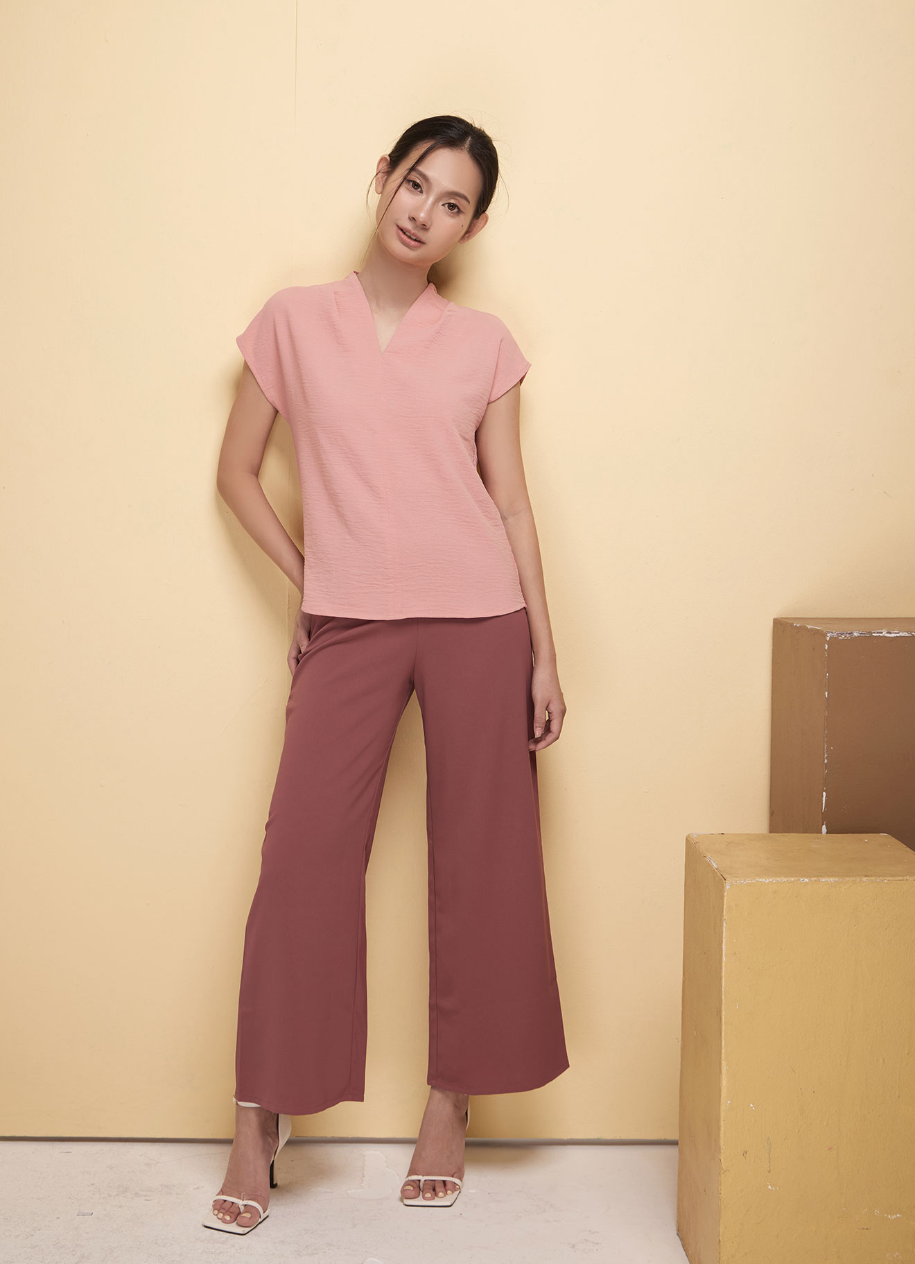 Peach-Pink by Sleeve Blouse