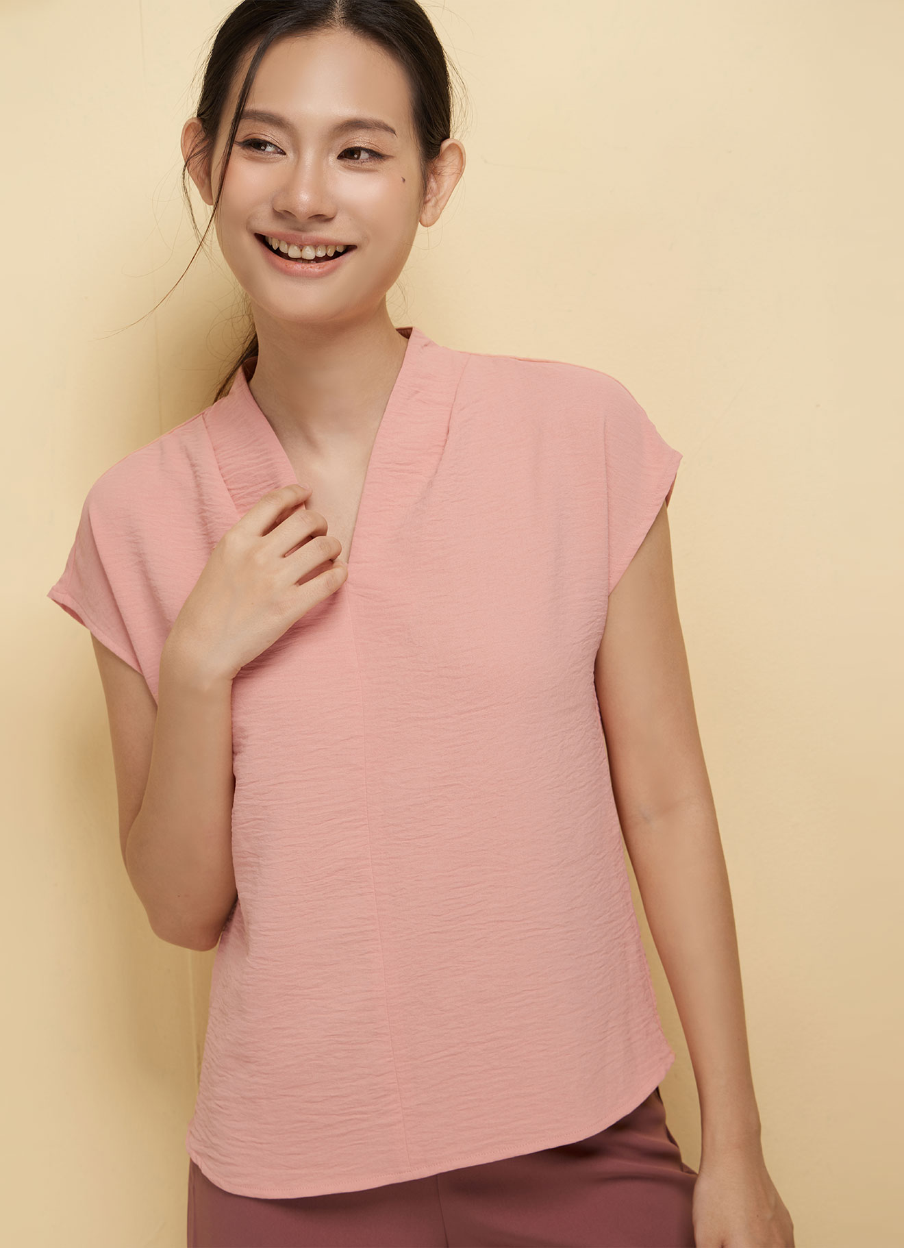 Peach-Pink by Sleeve Blouse