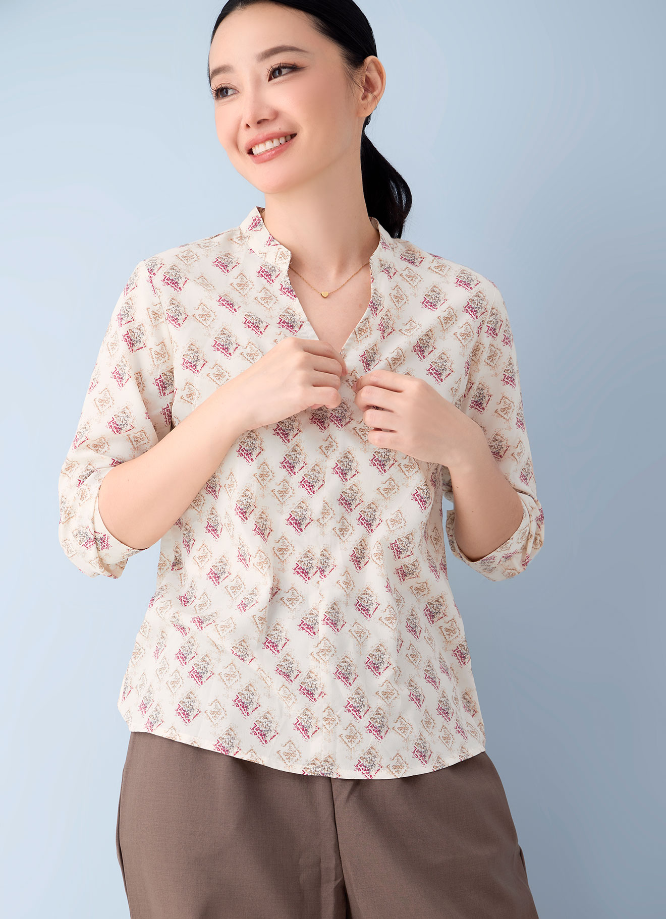 Pearled-Ivory  by Sleeve Blouse