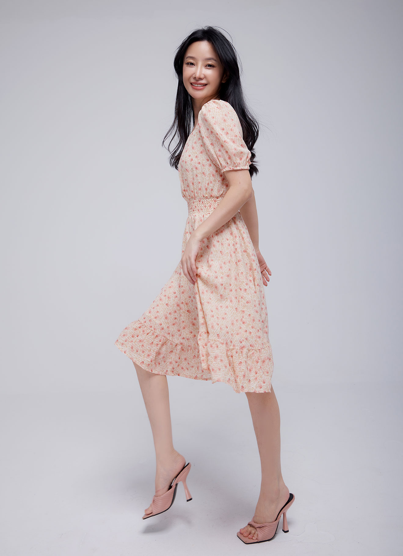 Powder-Pink  by Midi Dress