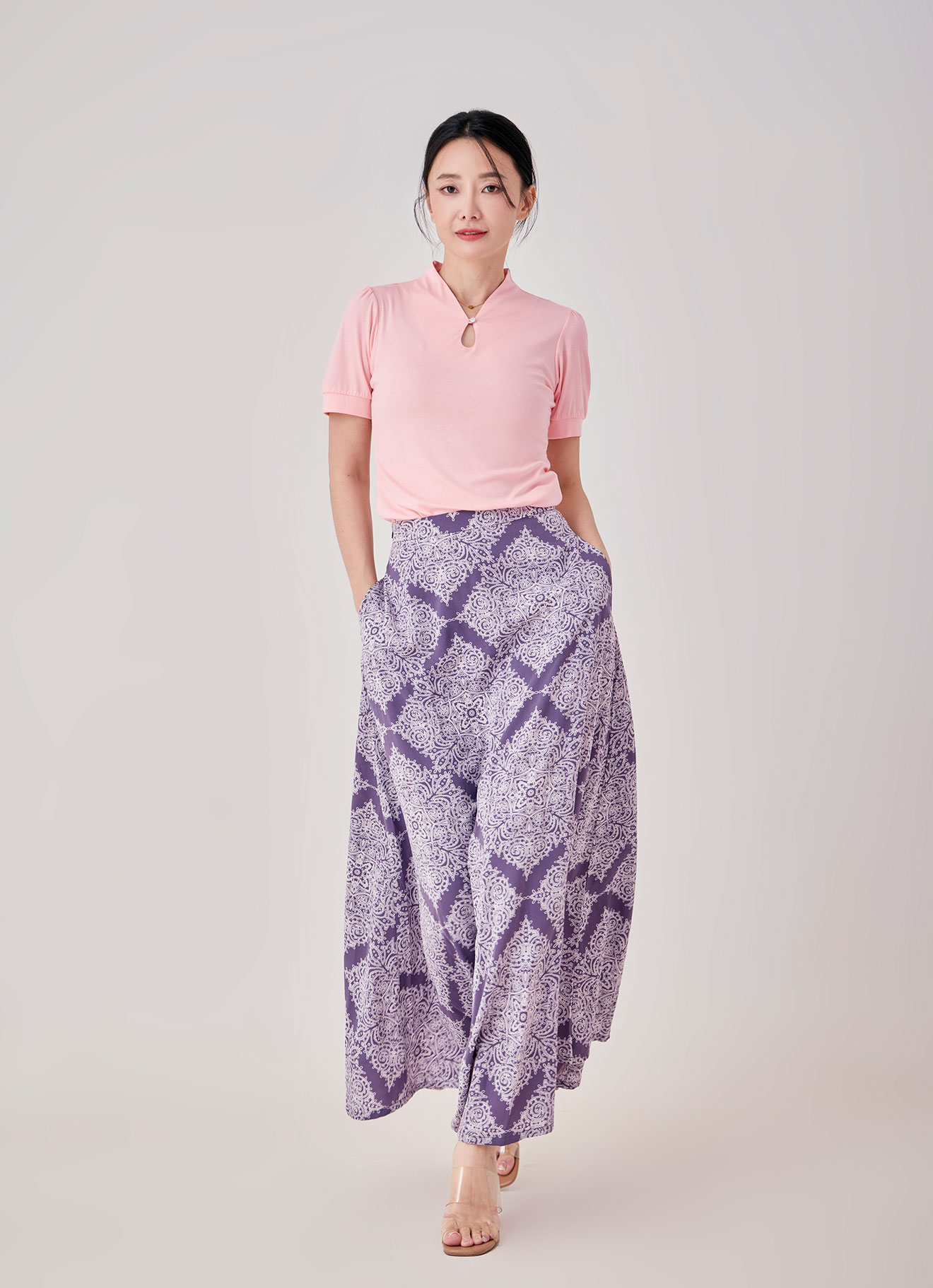 Purple-Sage by PRINTED LONG SKIRT
