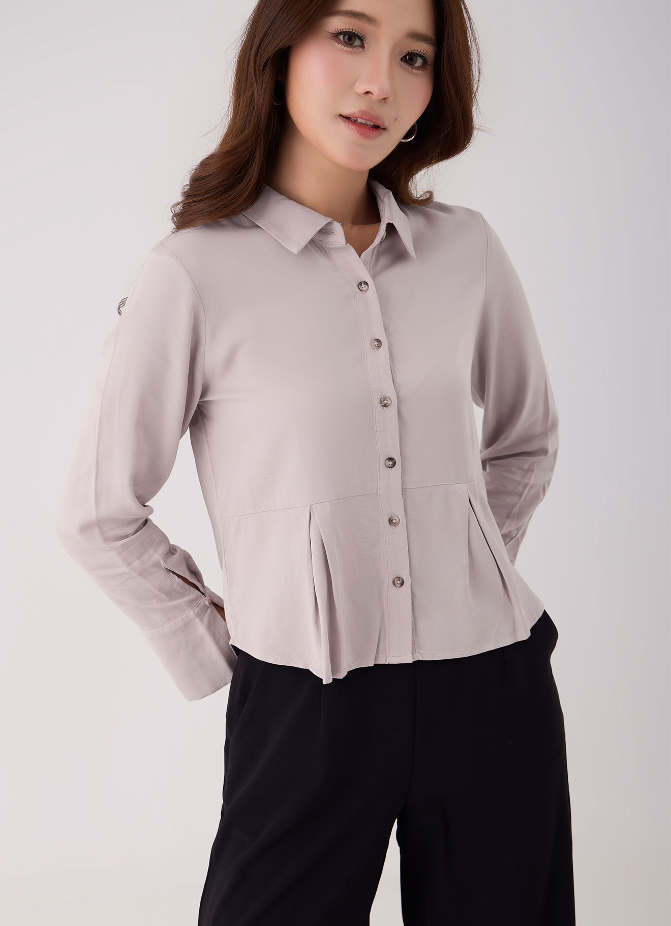 Shadow-Gray by Shirt Collor Blouse