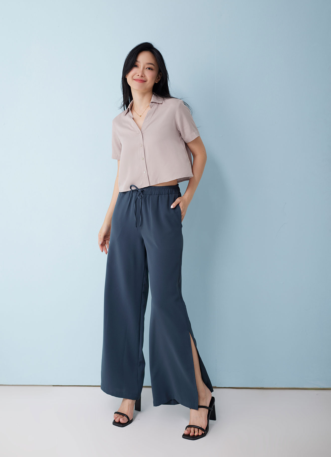 Shadow-Gray by Sleeve Blouse