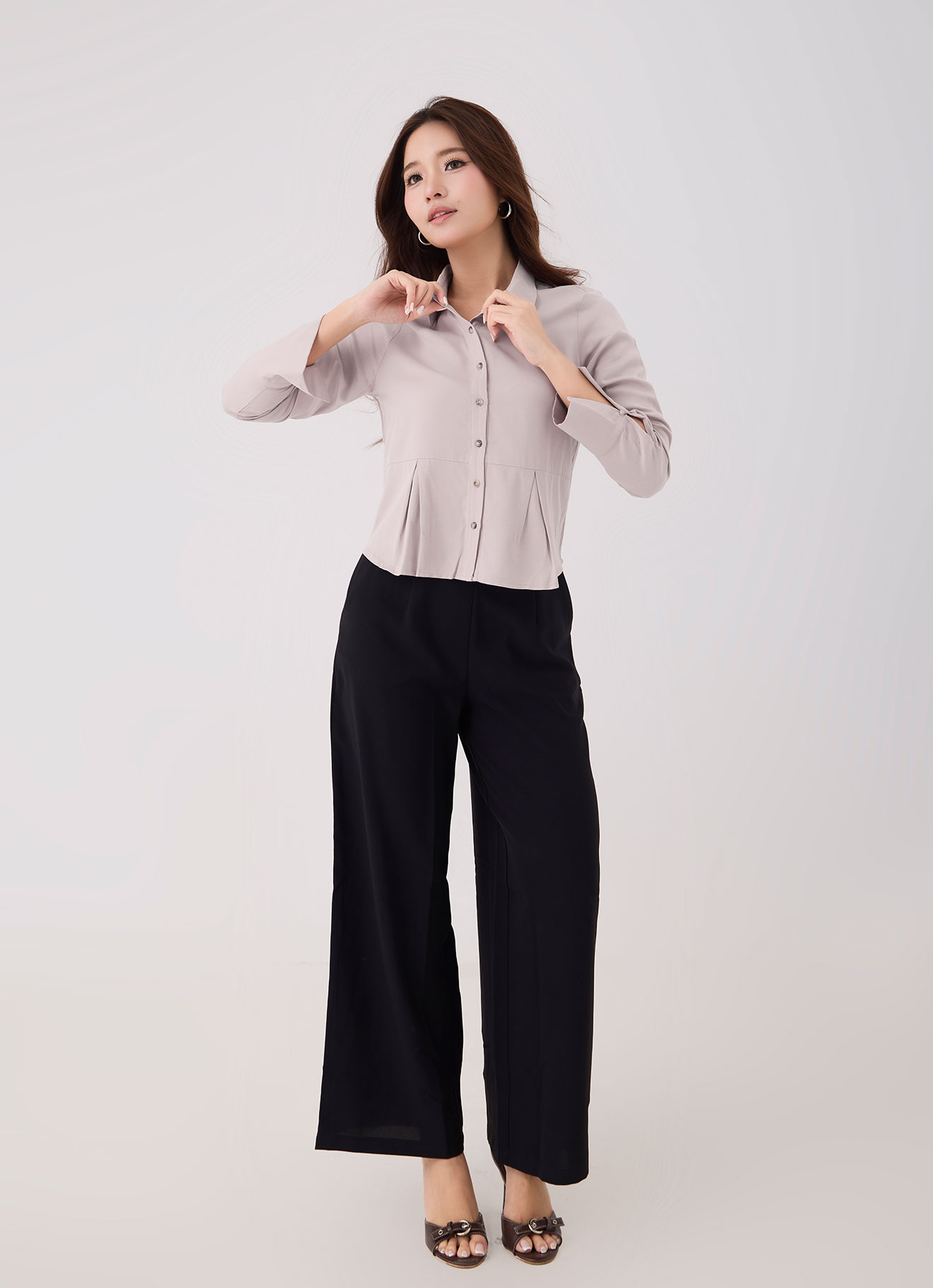 Shadow-Gray by Shirt Collor Blouse