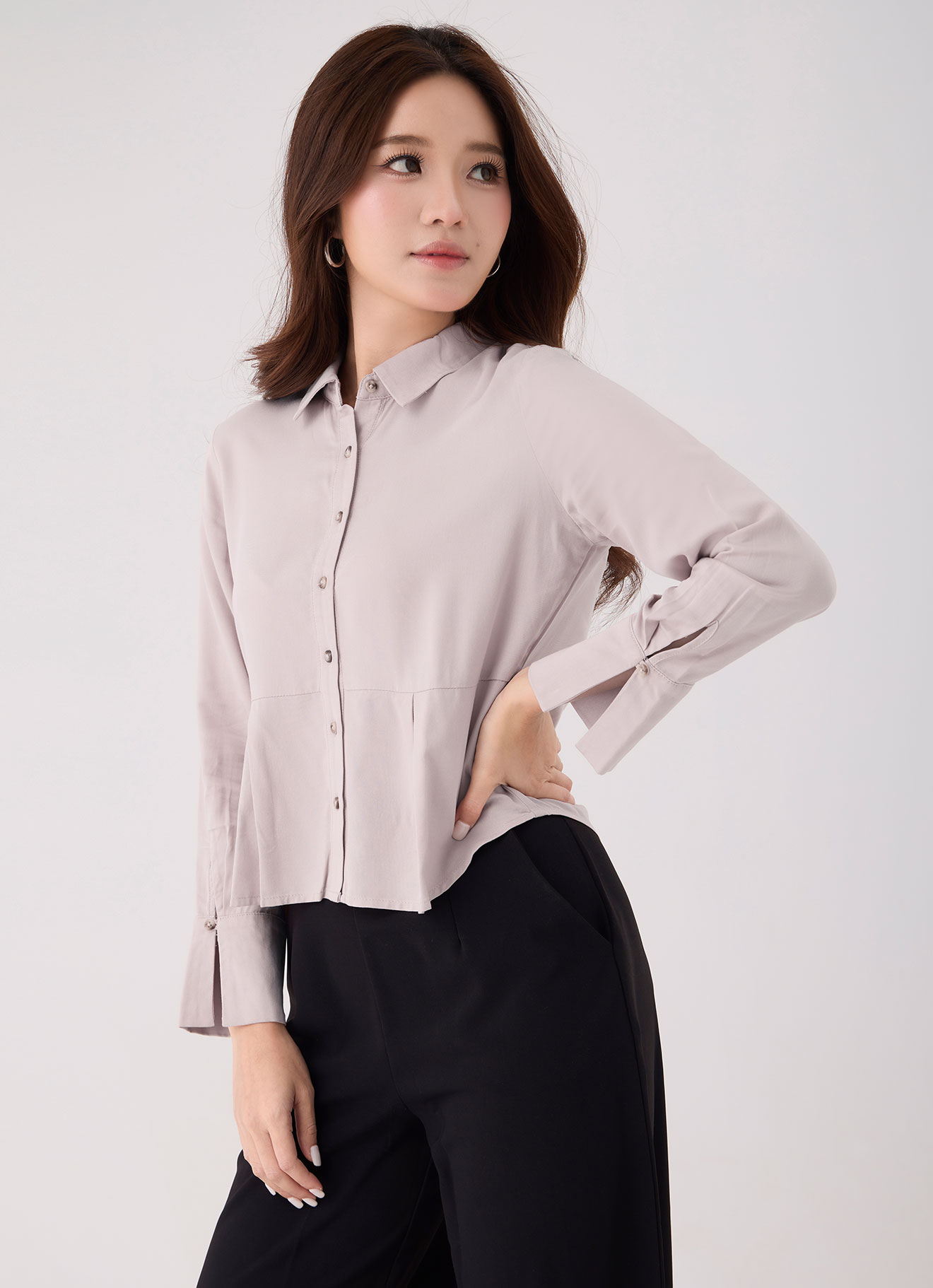 Shadow-Gray by Shirt Collor Blouse