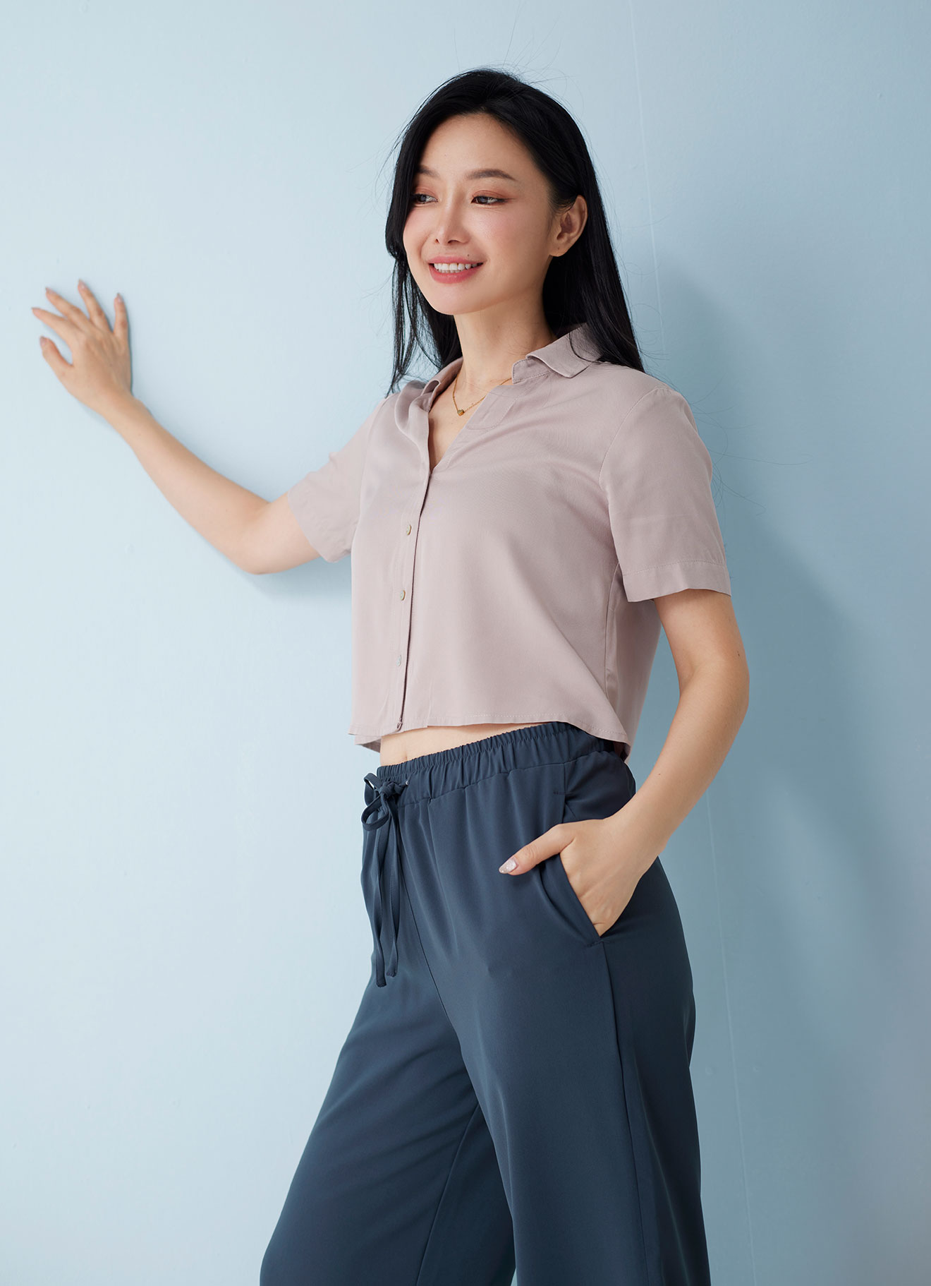 Shadow-Gray by Sleeve Blouse
