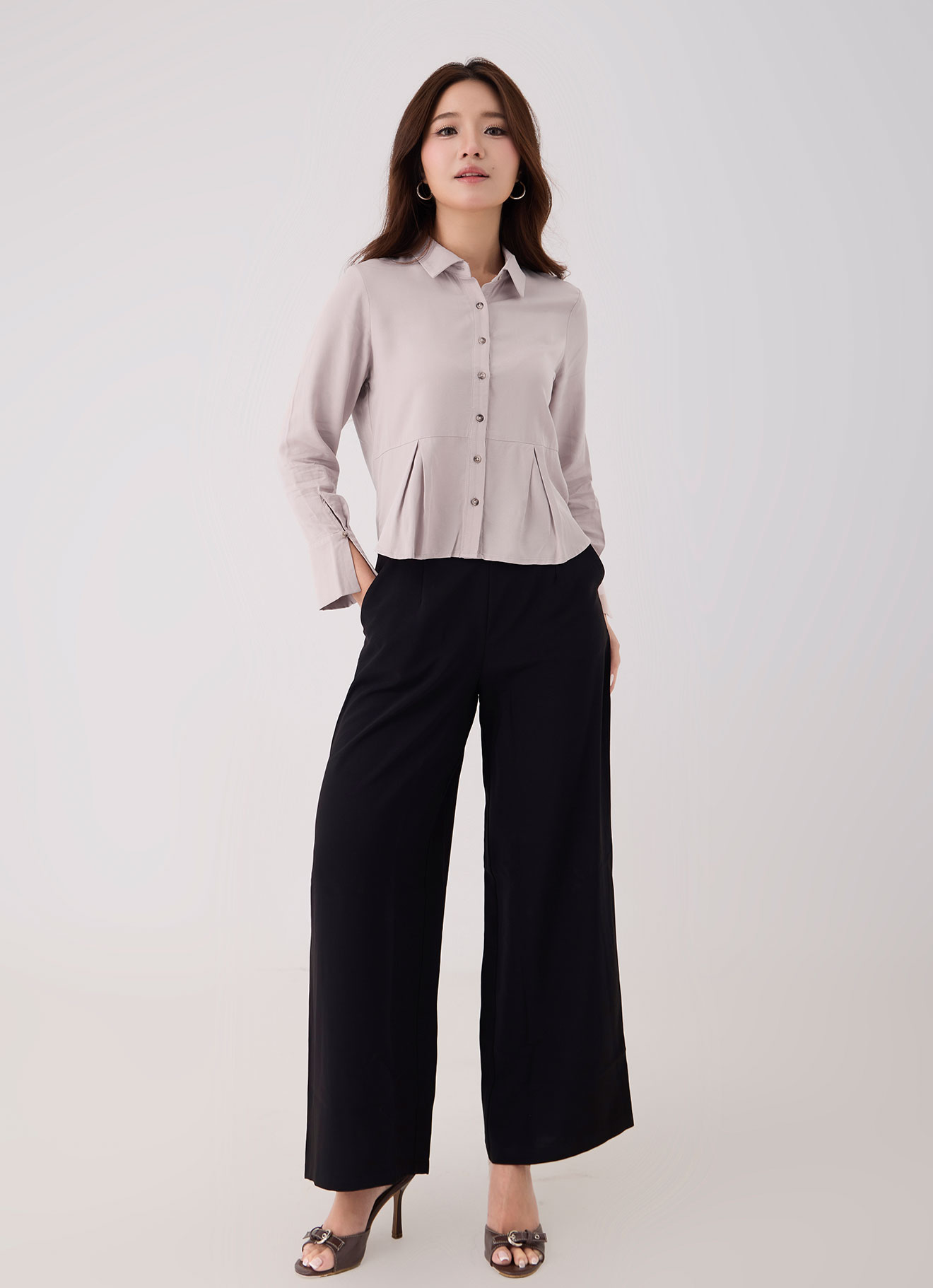 Shadow-Gray by Shirt Collor Blouse