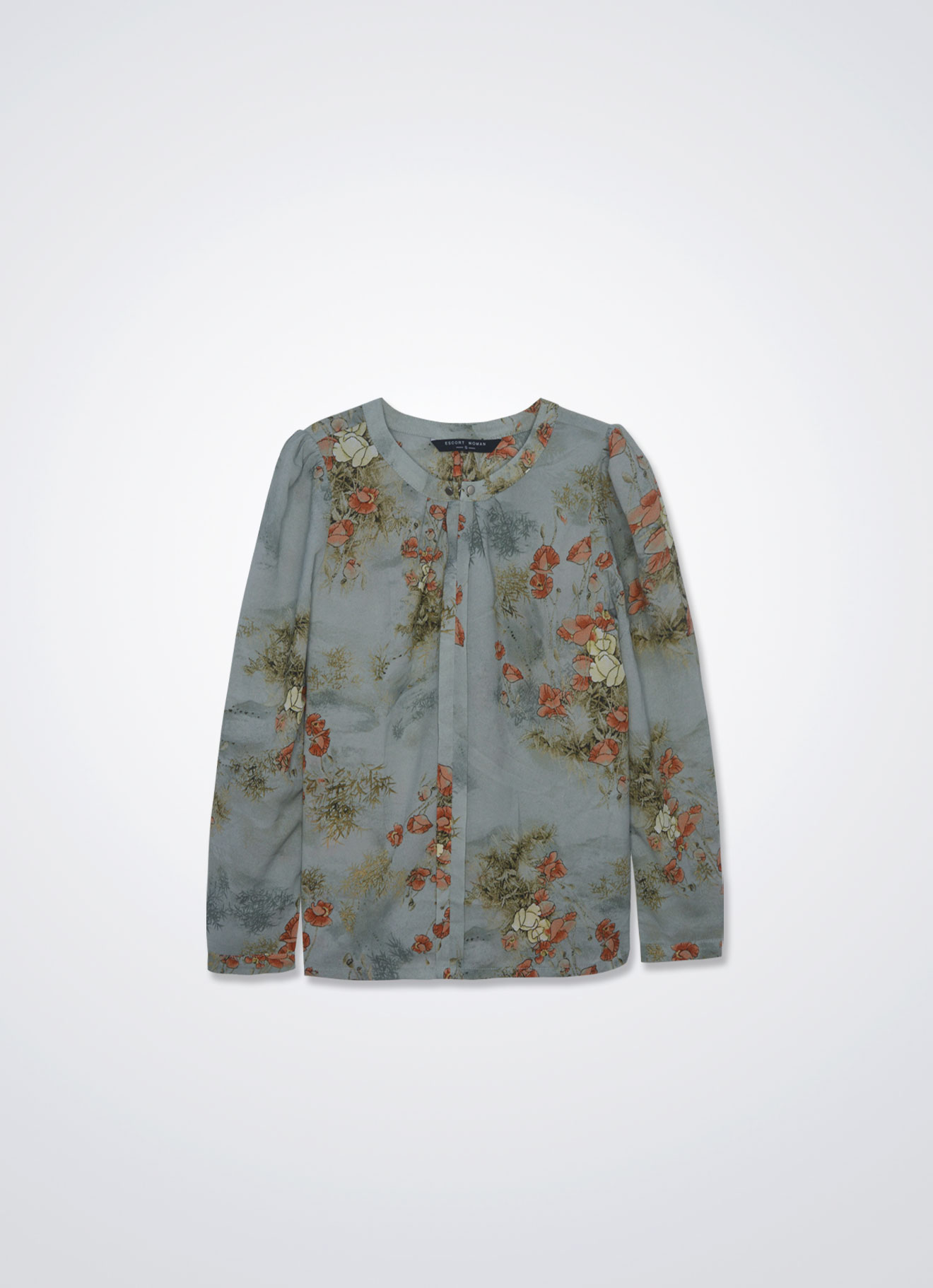 Silt-Green by Floral Printed Blouse