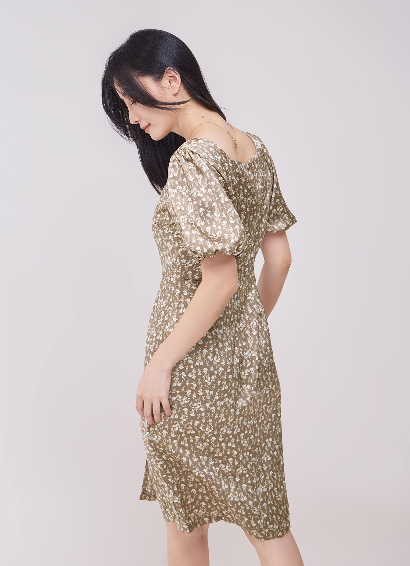 Silver-Mink by Floral Printed Dress