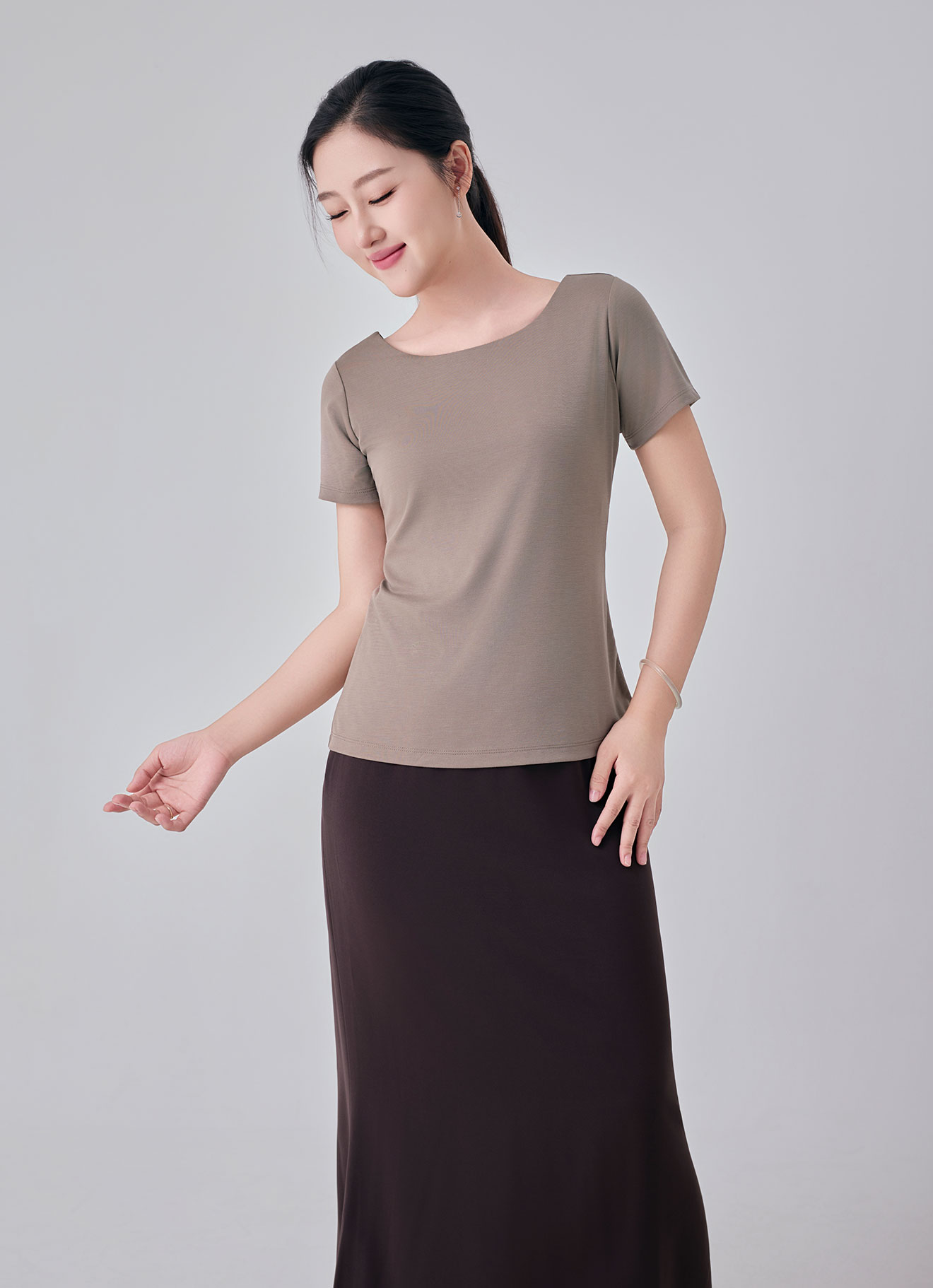 Silver-Mink by Sleeve Top