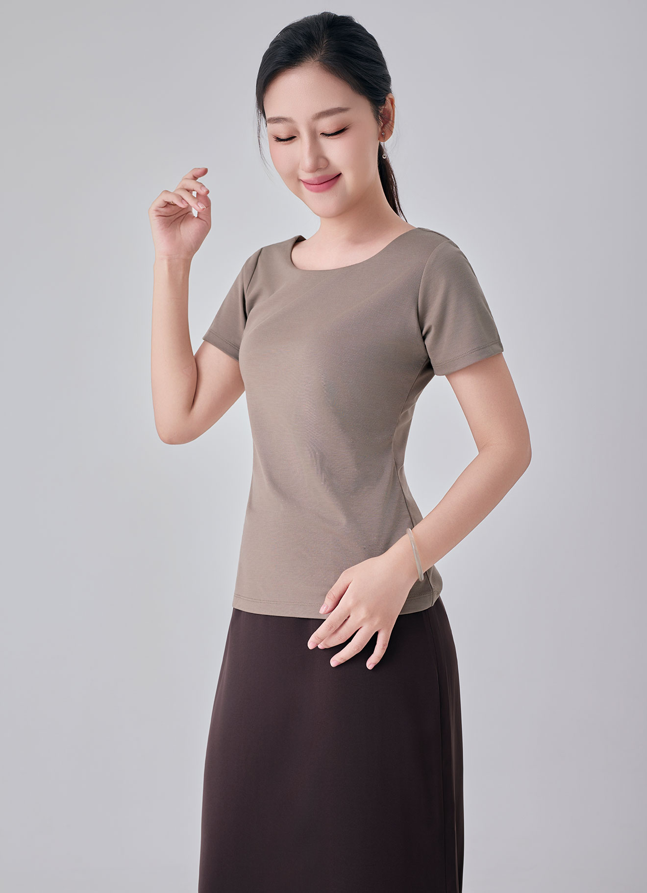 Silver-Mink by Sleeve Top