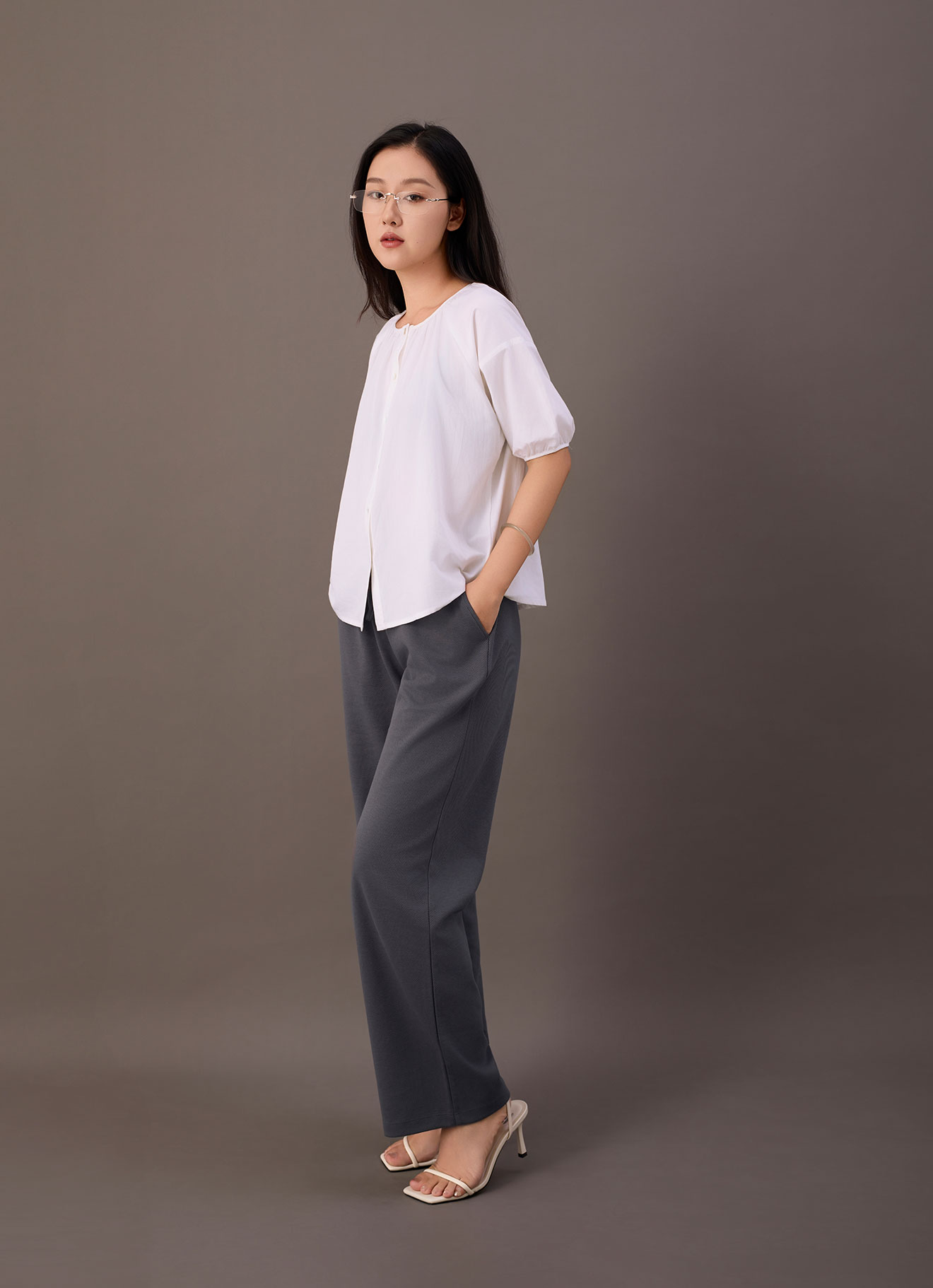 Snow-White by Sleeve Blouse