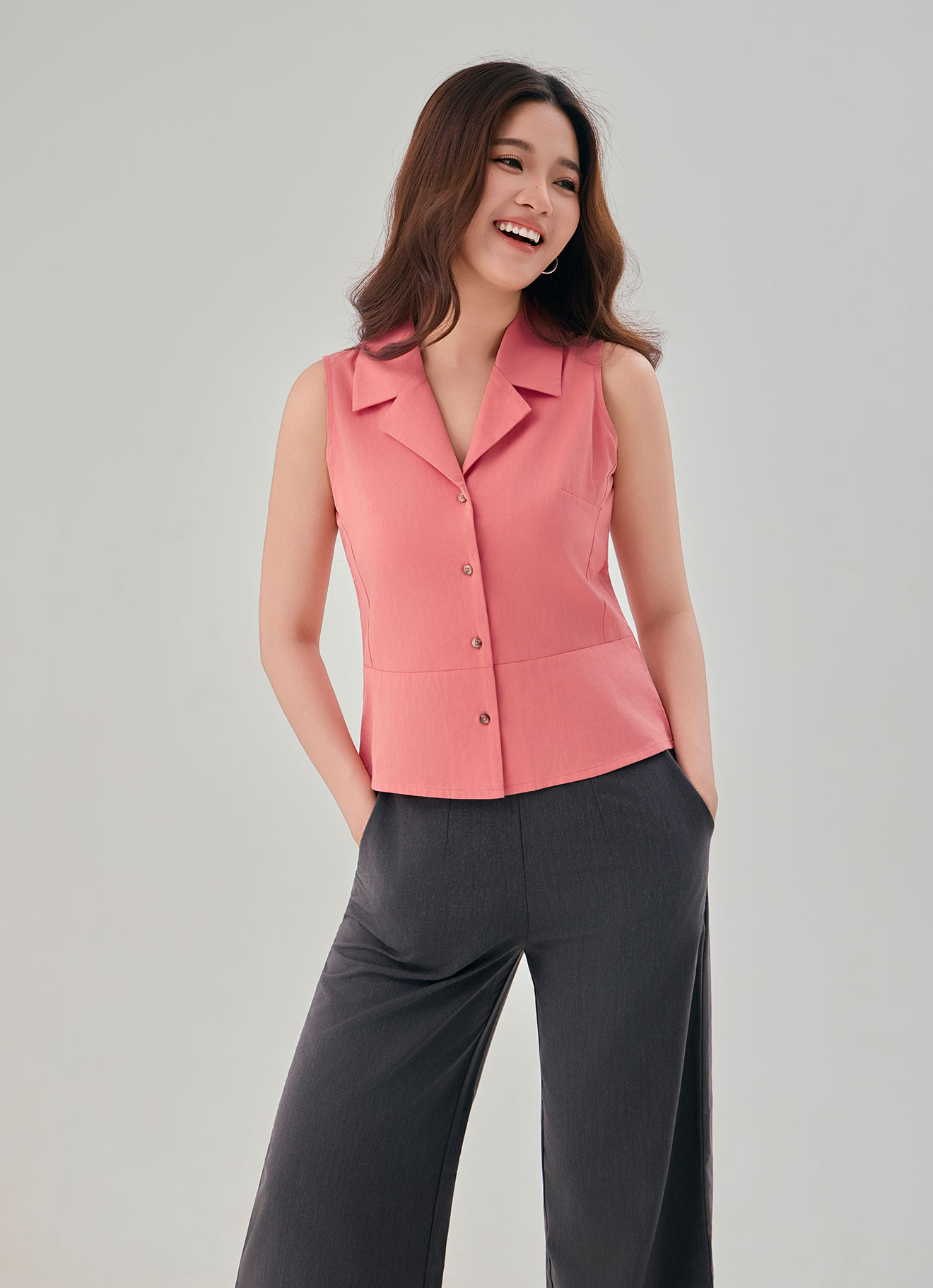 Spiced-Coral  by Sleeveless Shirt