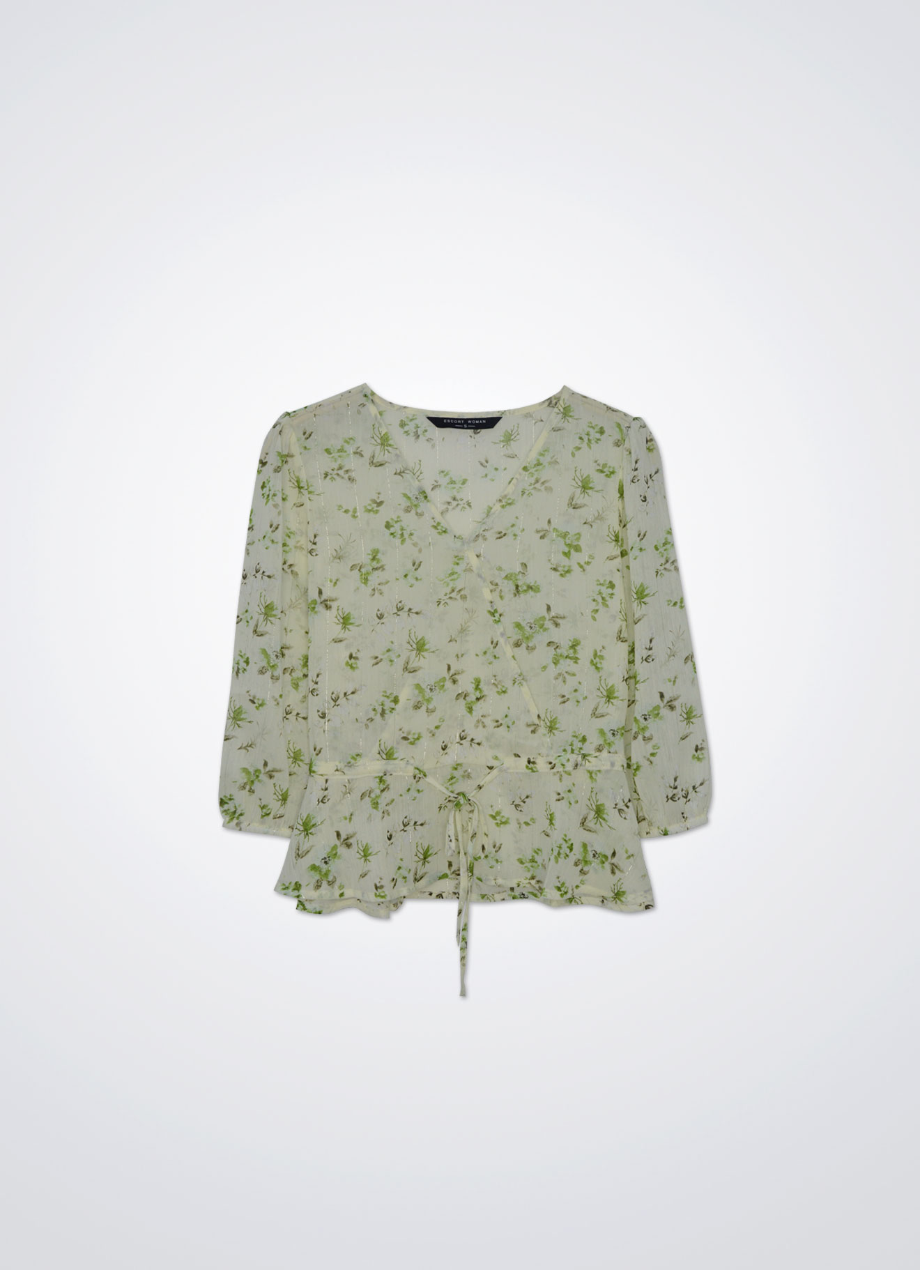 Spinach-Green by V-Neck Blouse