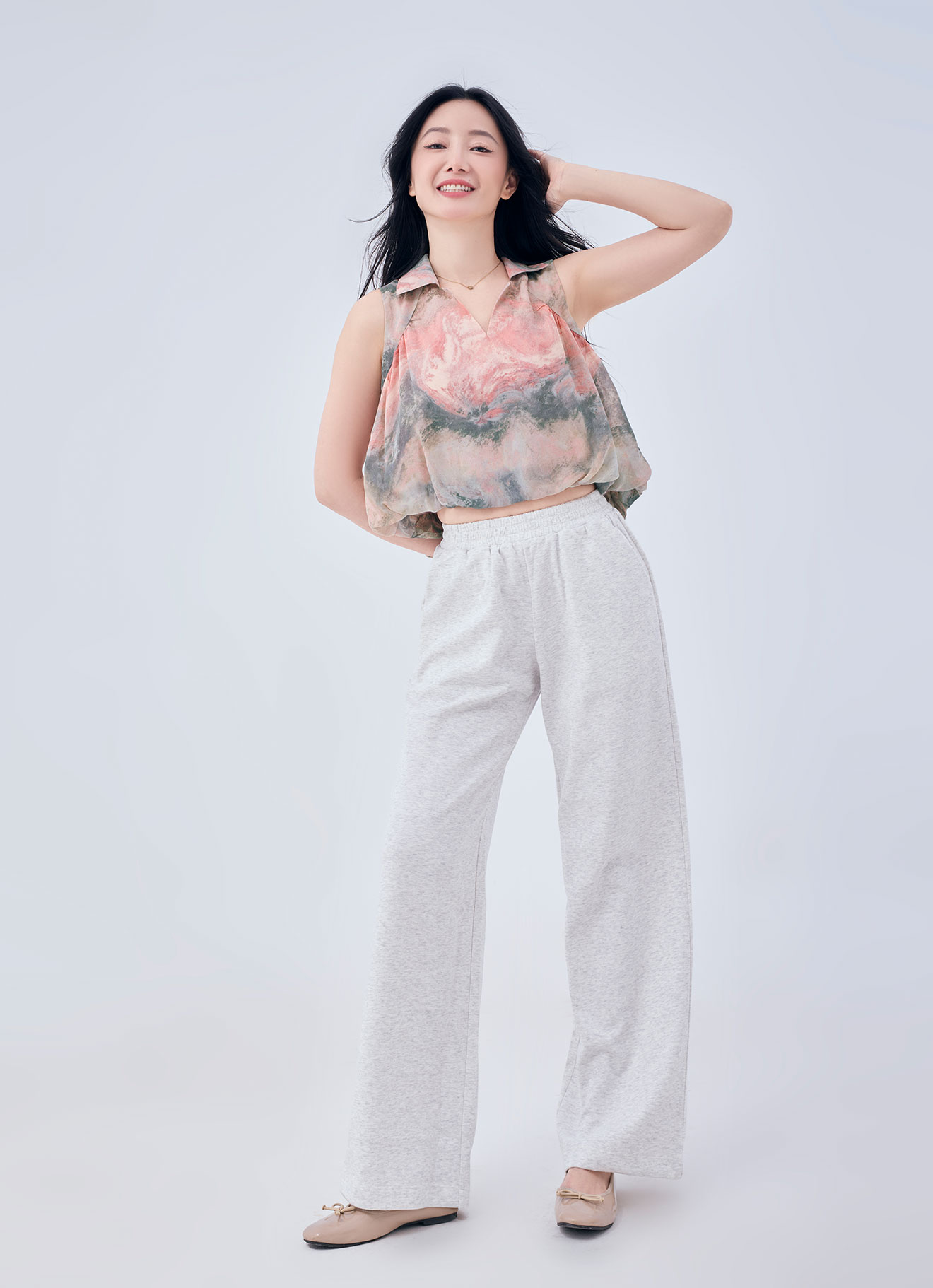 Powder-Pink by Sleeveless Blouse