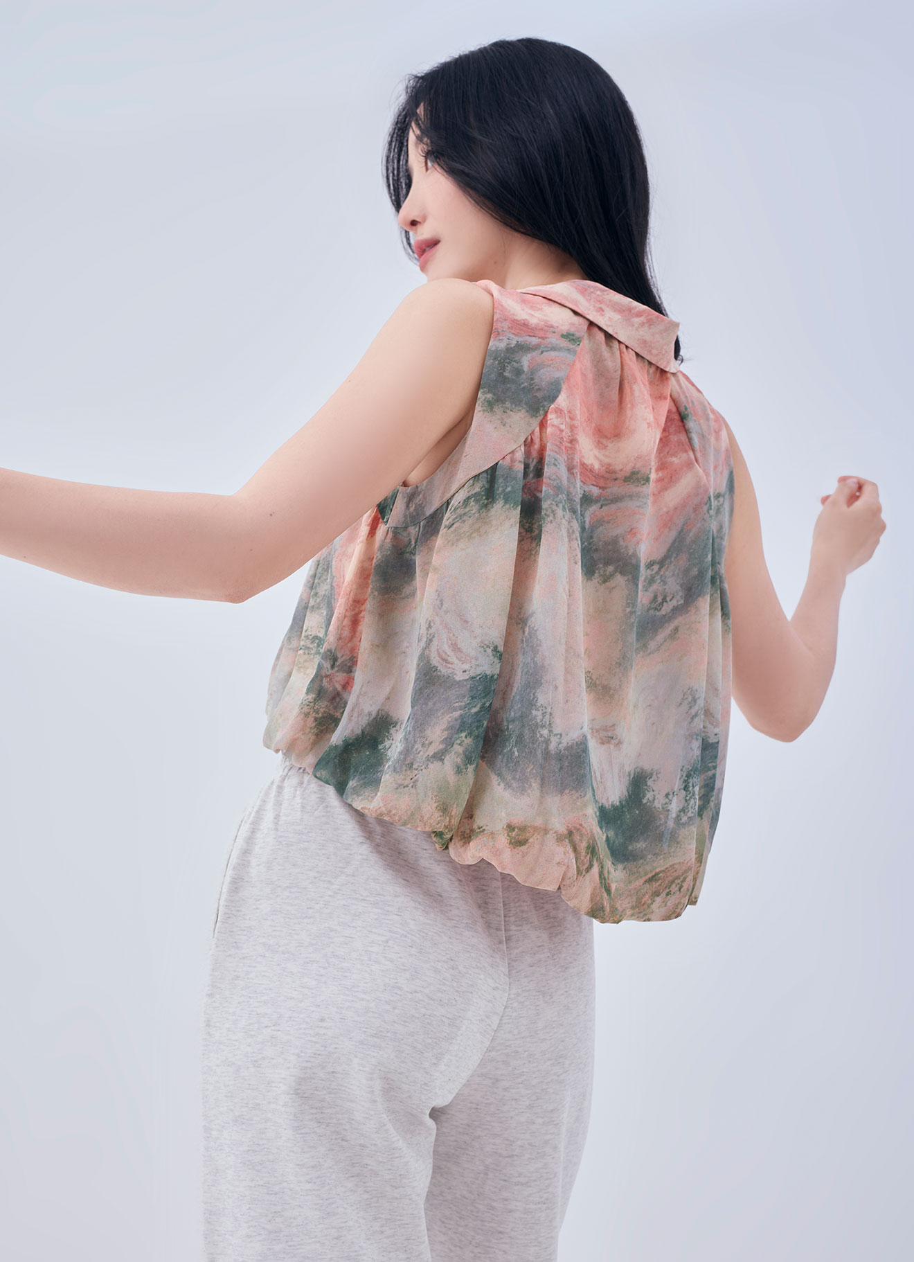 Powder-Pink by Sleeveless Blouse