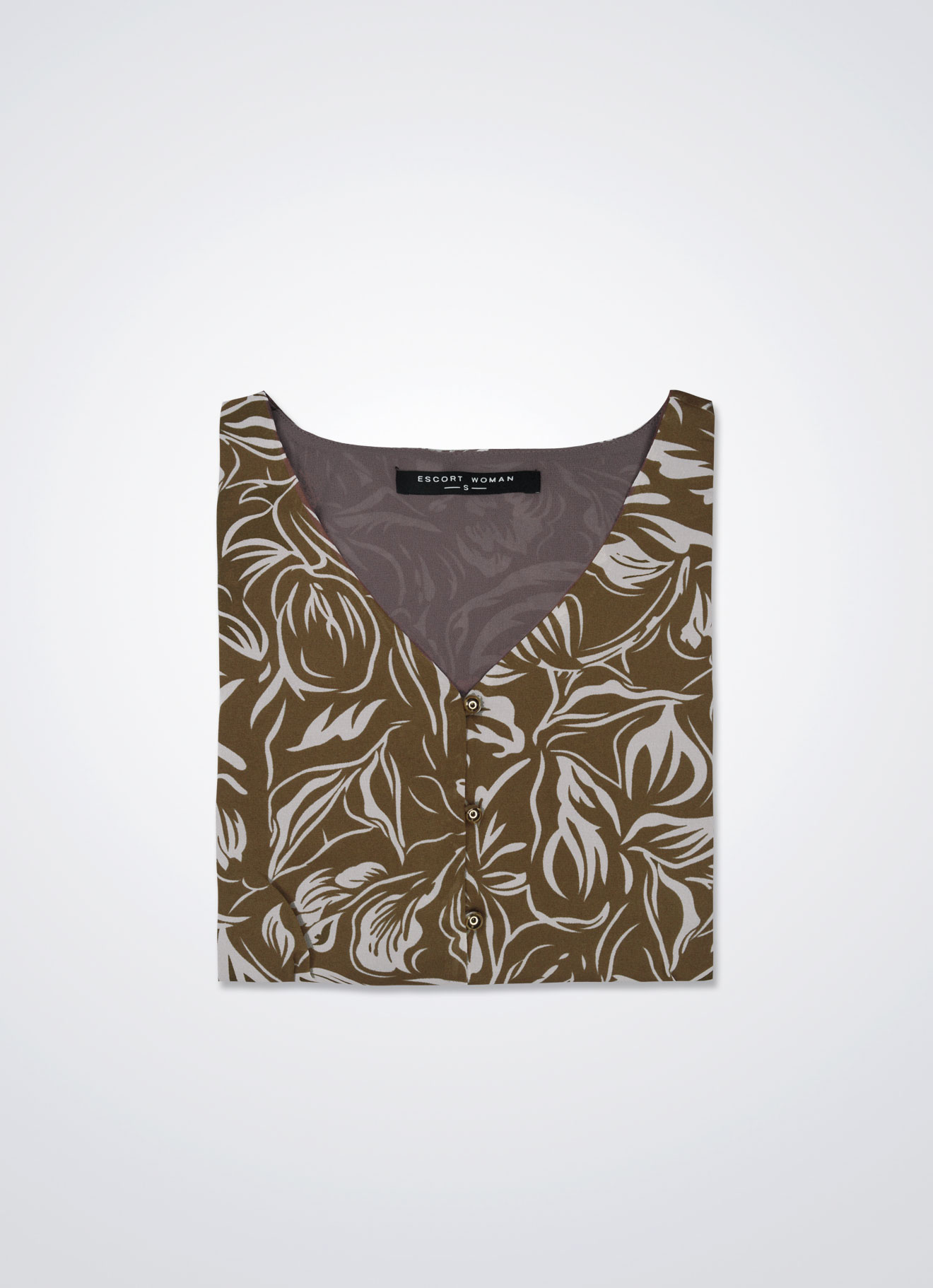 Tobacco-Brown by V-Neck Blouse