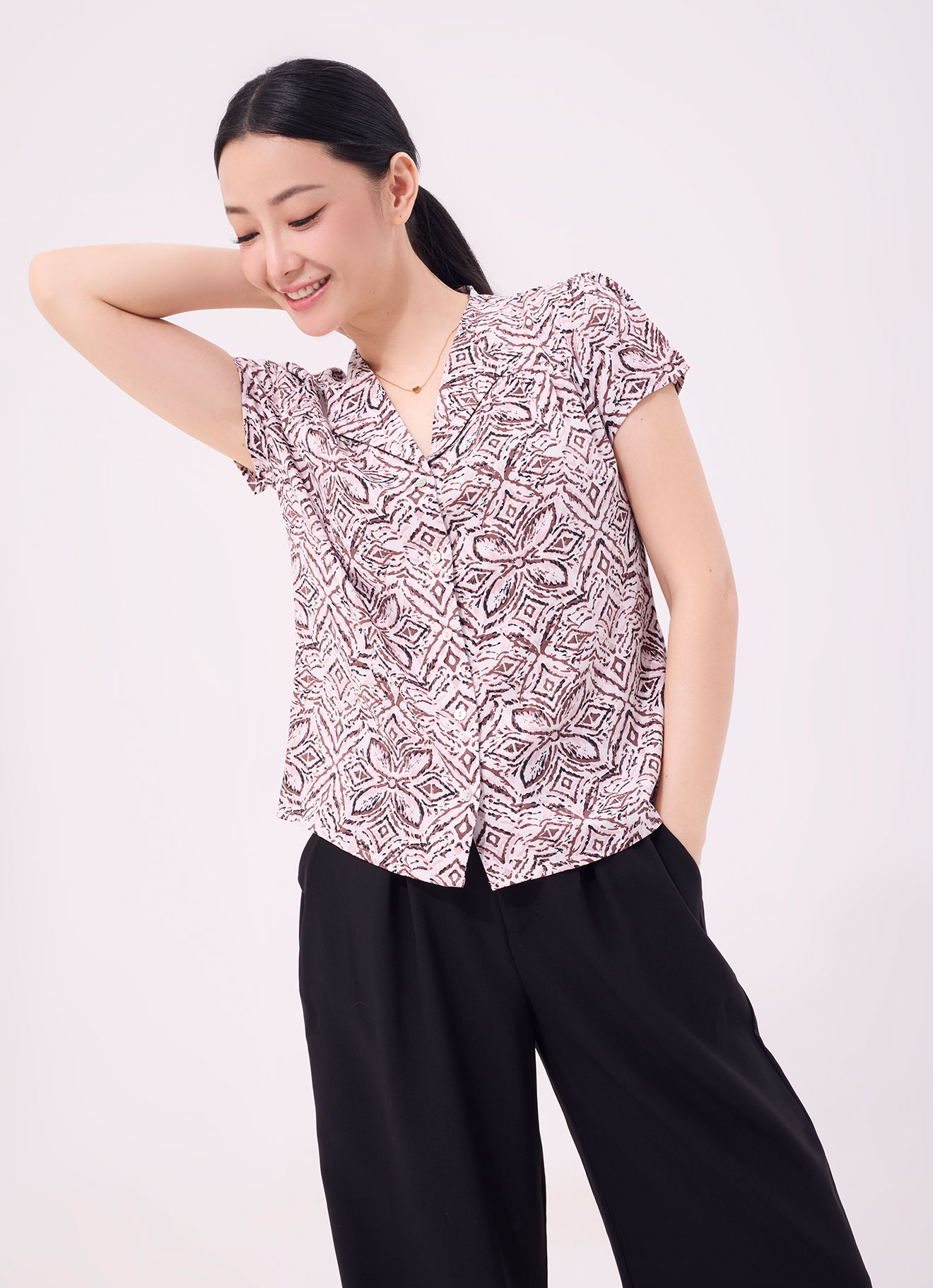 Tortoise-Shell  by Sleeve Blouse