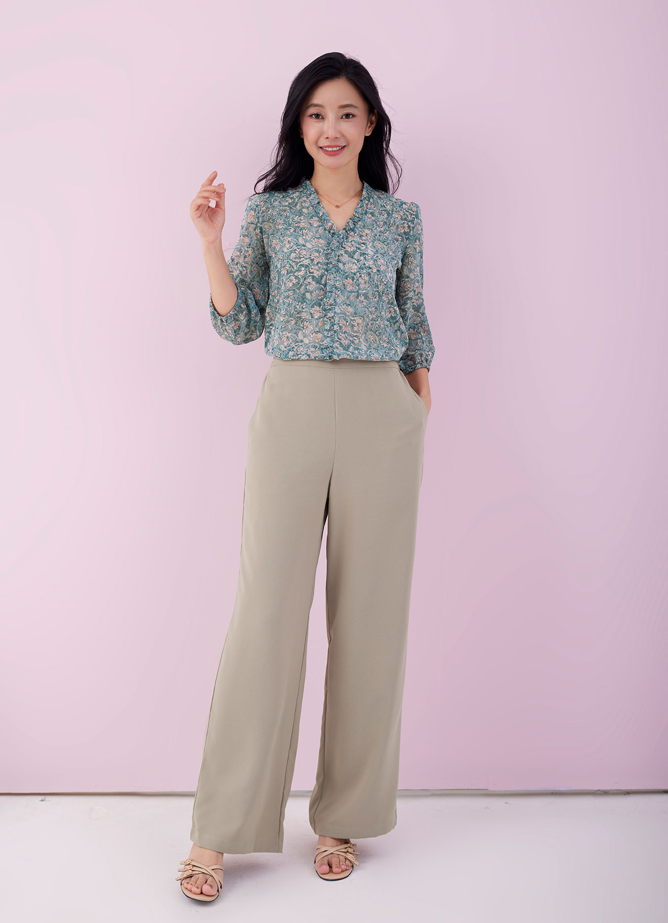 Tropical-Peach by Pleated Blouse