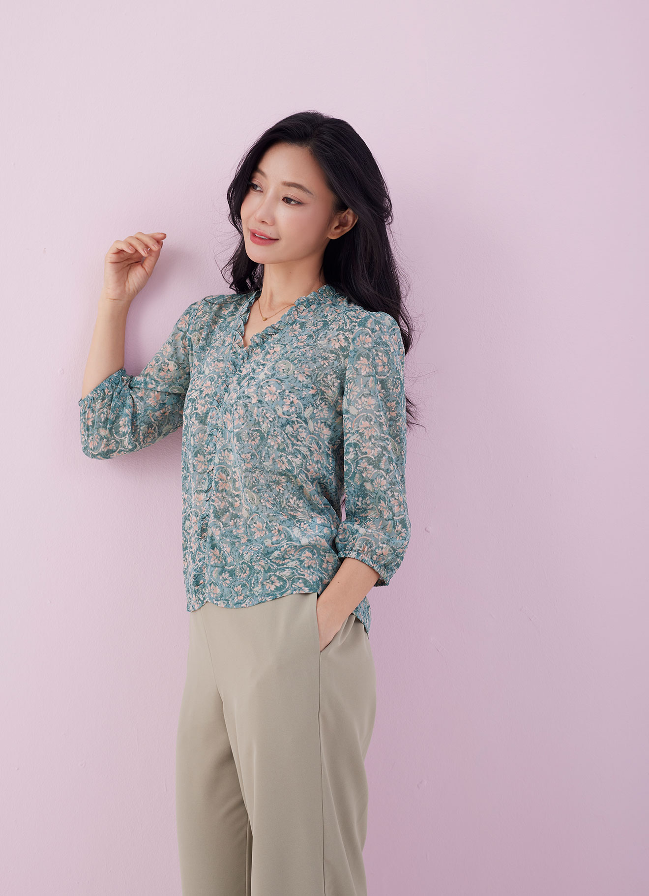 Tropical-Peach by Pleated Blouse