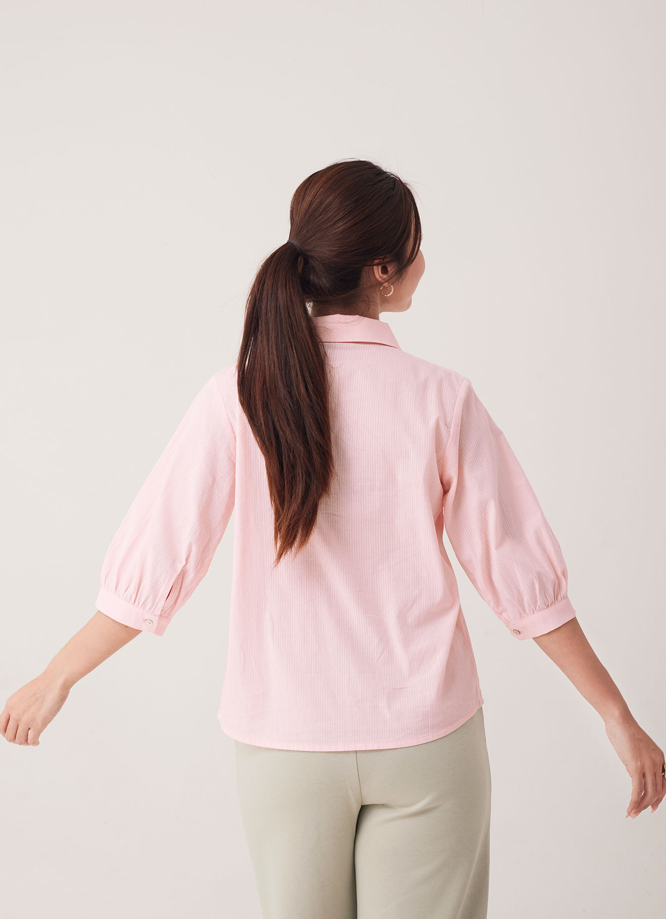 Veiled-Rose by Shirt Collar Blouse