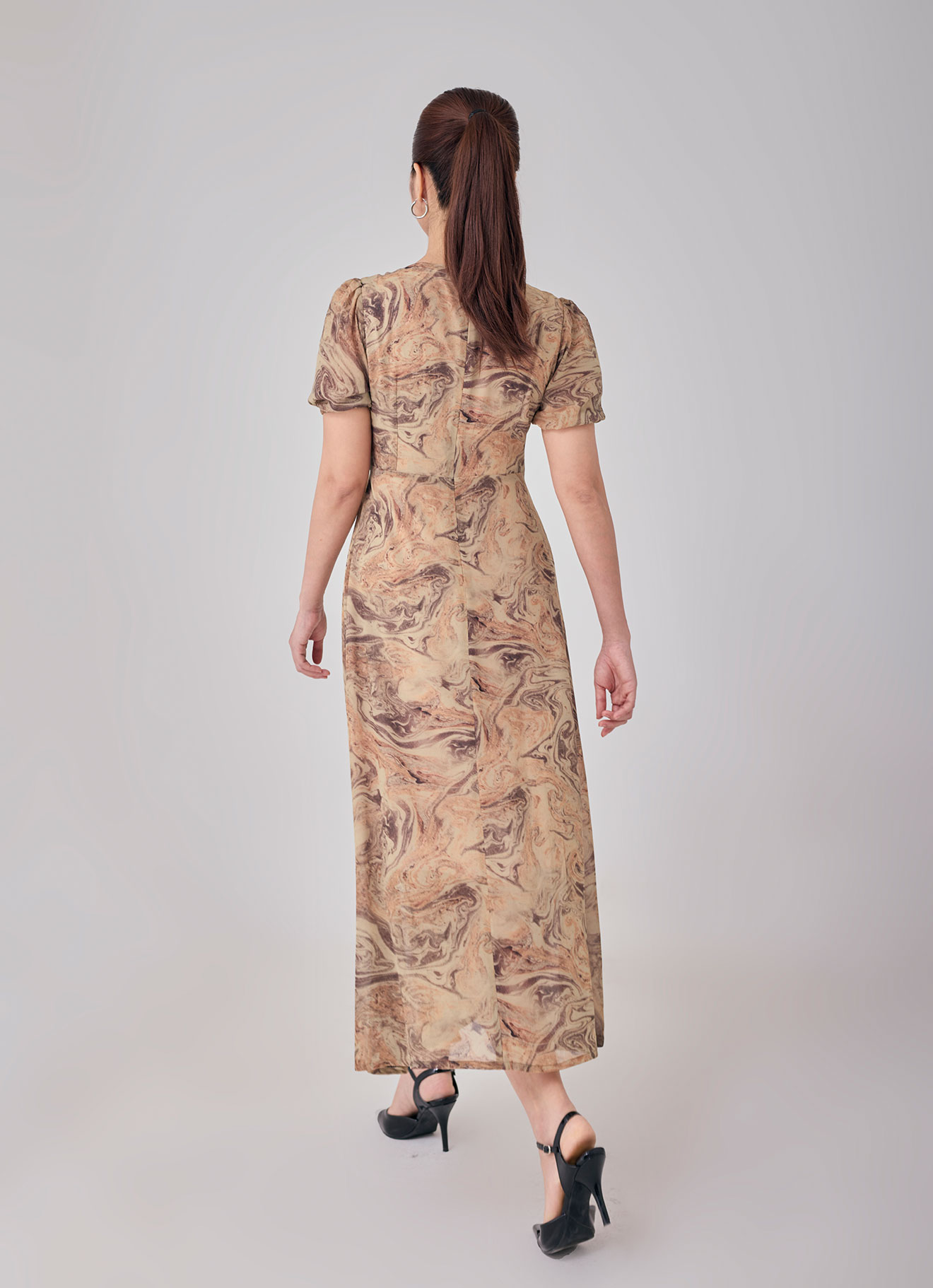 Warm-Sand by Round-Neck Dress