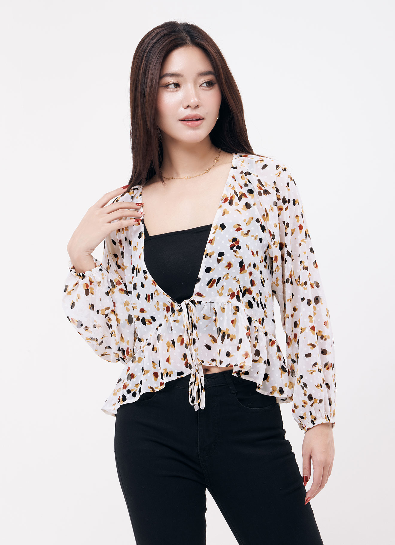 Whisper-White by Printed Blouse