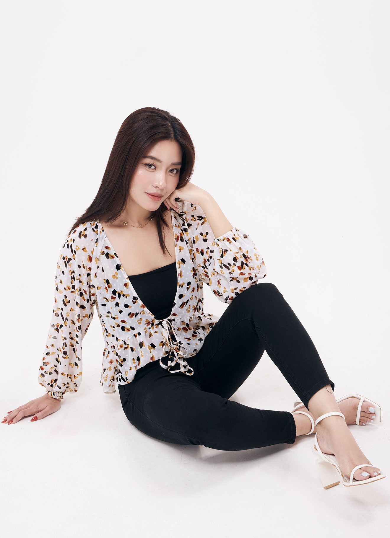 Whisper-White by Printed Blouse