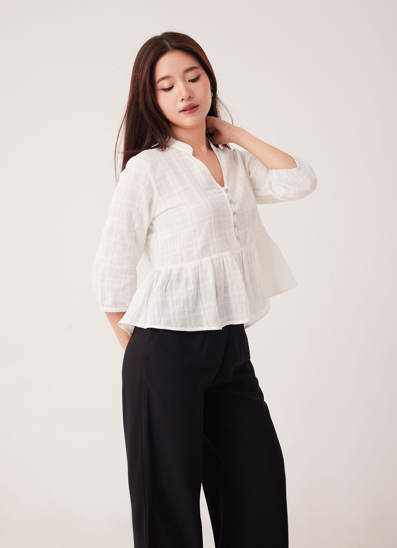 White by Sleeve Blouse