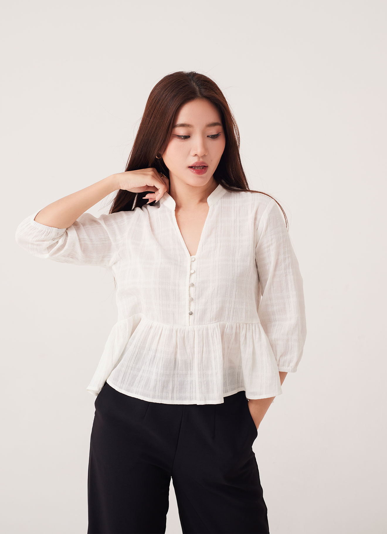 White by Sleeve Blouse