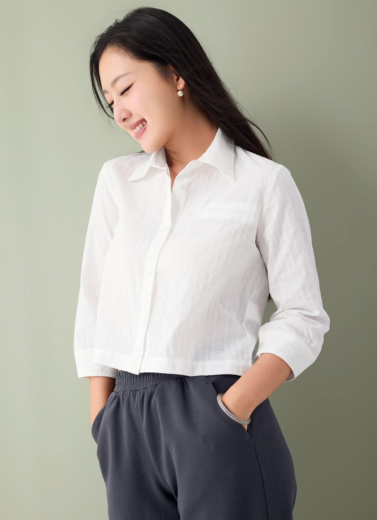 White by Shirt Collor Blouse