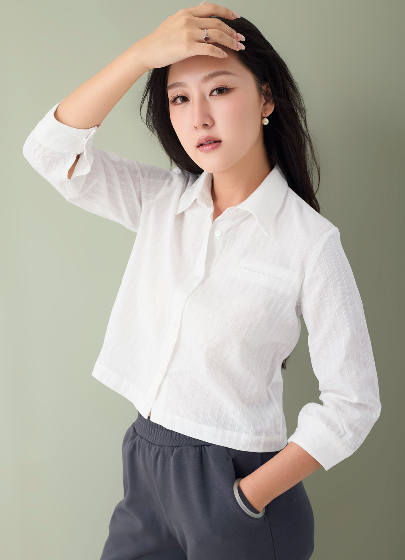 White by Shirt Collor Blouse