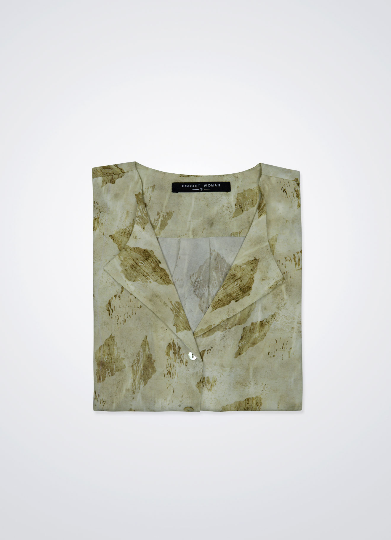 White-Asparagus by Printed Sleeve Blouse