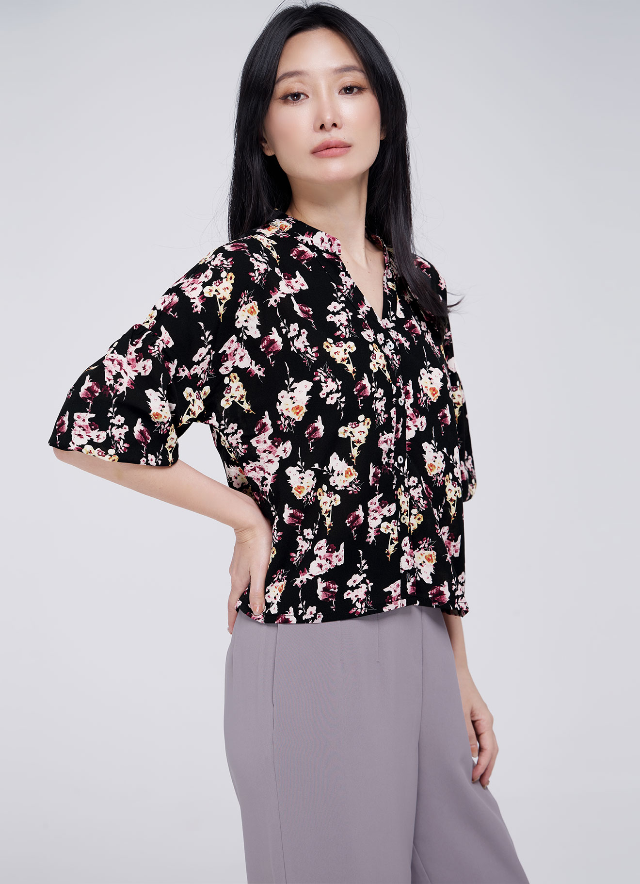 Windsor-Wine by Floral Printed Blouse