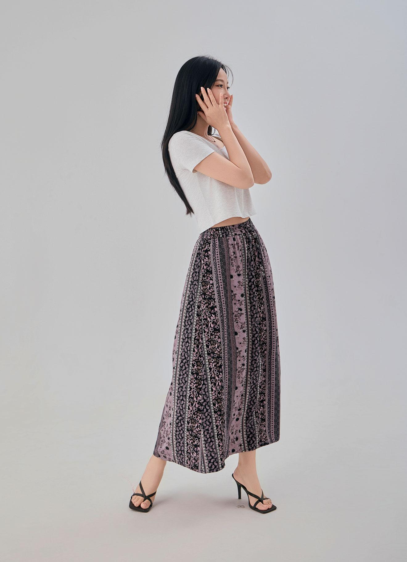 Woodrose by Printed Midi Skirt