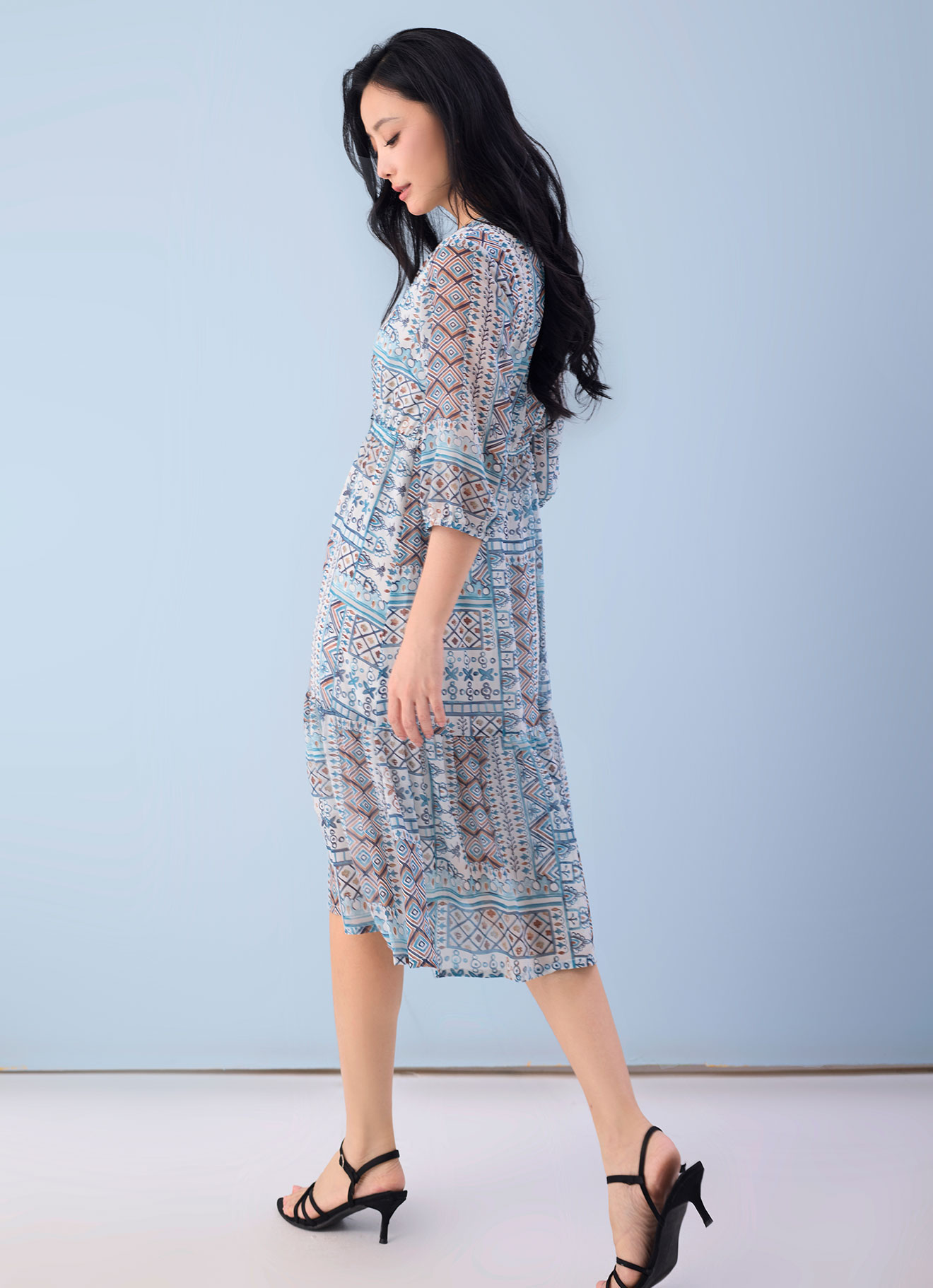 Aquamarine by Tie Neck Dress